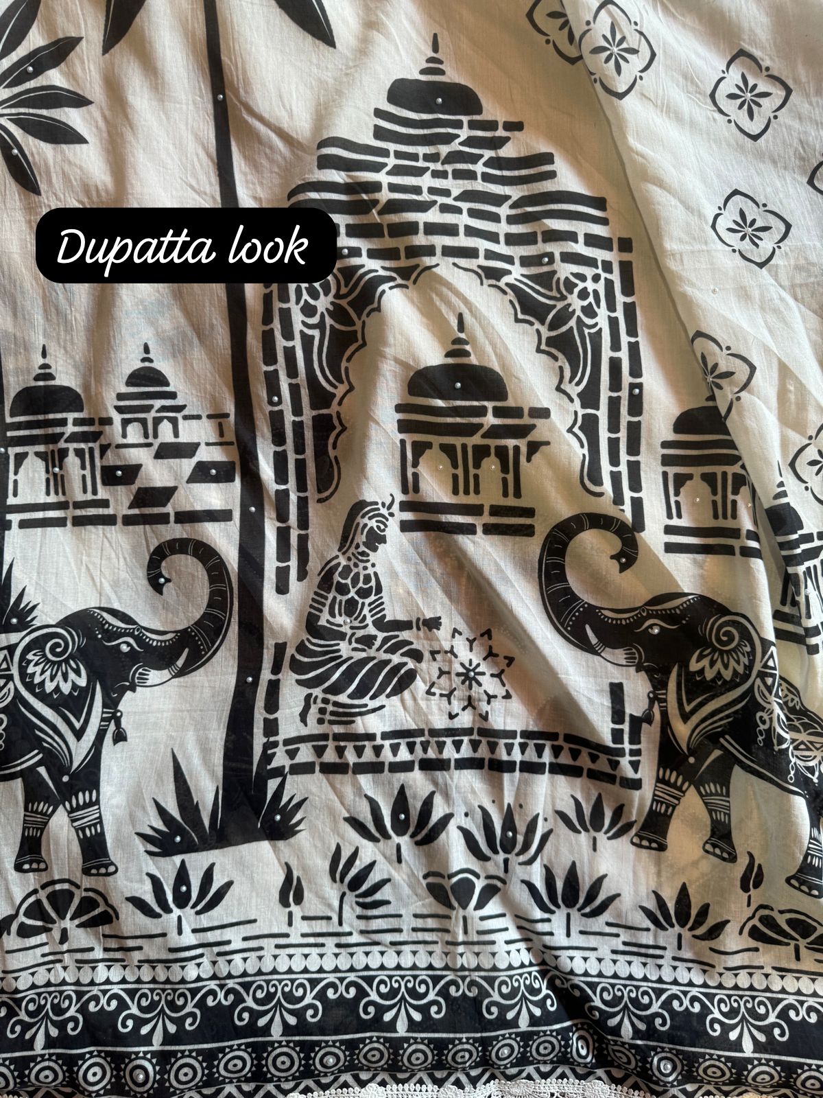 Pure Handloom cotton high quality digital printed unstitched full size suit with very smart shankh lace