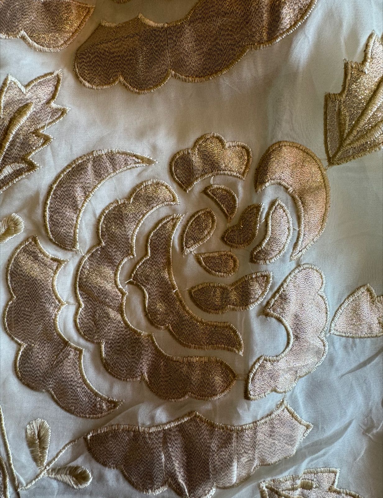 Soft organza Unstitched Shirt with Shimmer Patchwork done on the shirt front