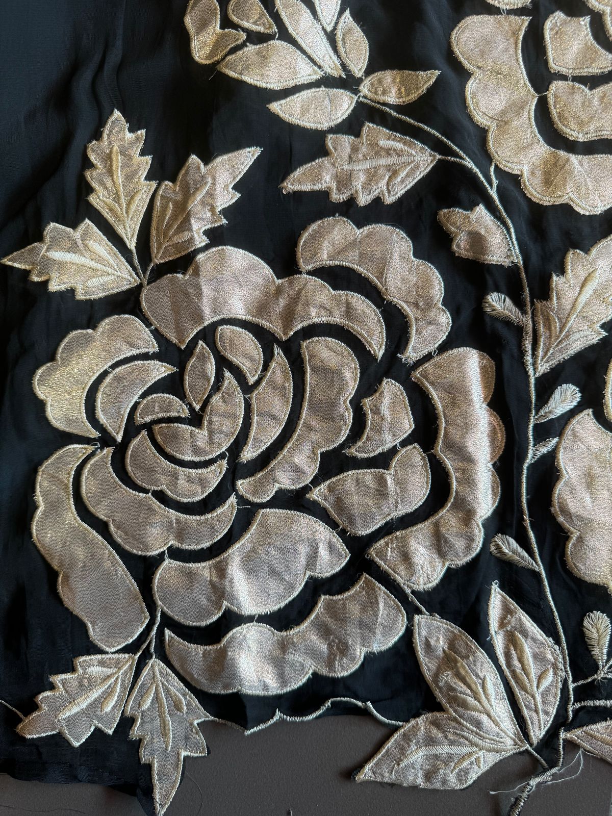 Soft organza Unstitched Shirt with Shimmer Patchwork done on the shirt front