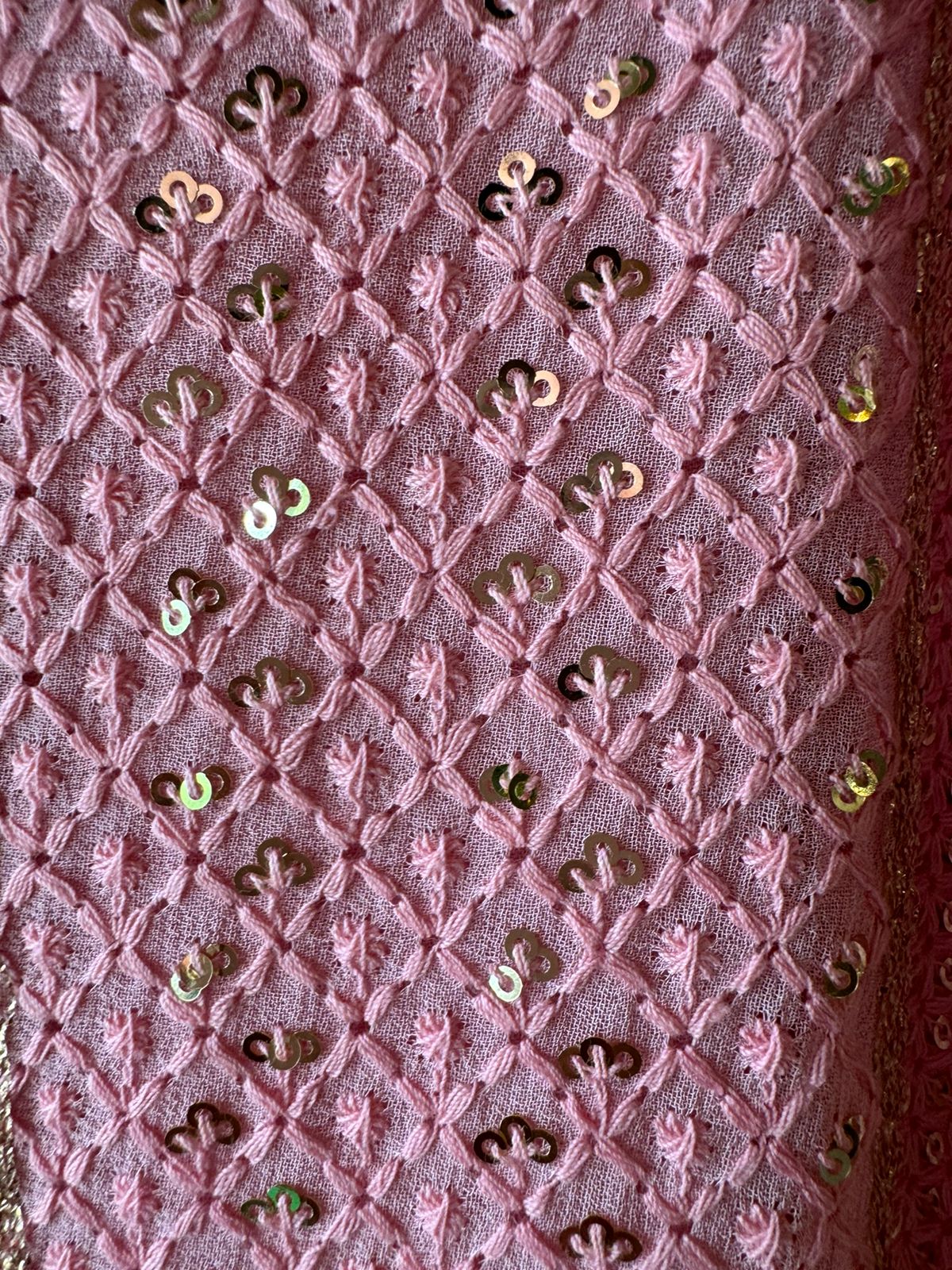 Soft and pure Georgette lakhnavi embroidered shirt with sequence and zari work