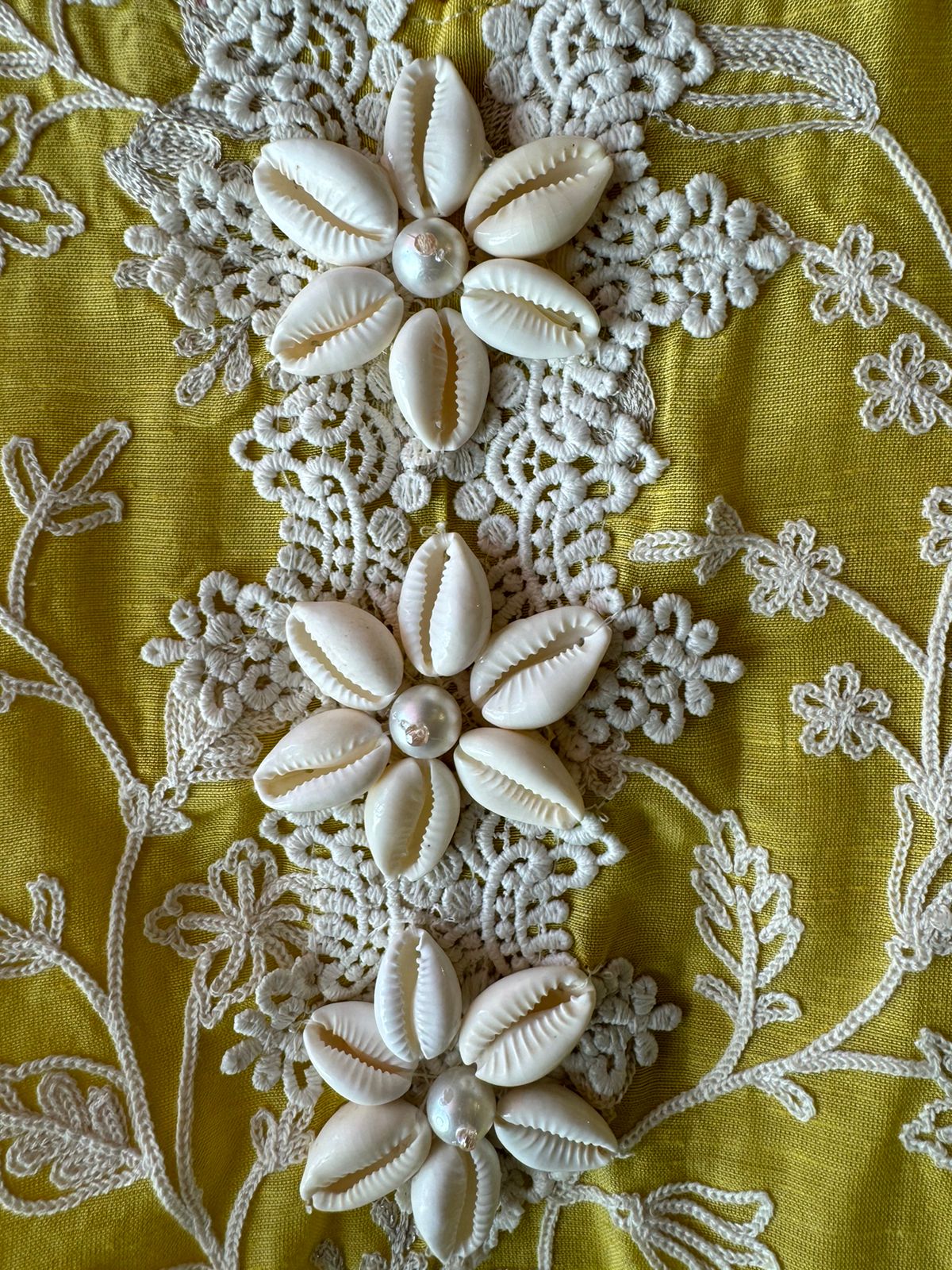 Soft linen cotton shirt (Unstitched)with crochia lace neck detailings with original