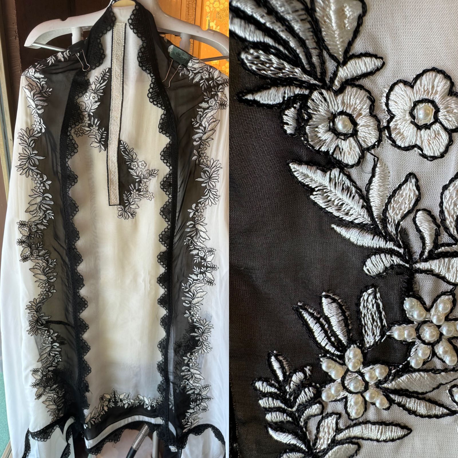 Soft organza Unstitched designer concept shirt with beautiful thread