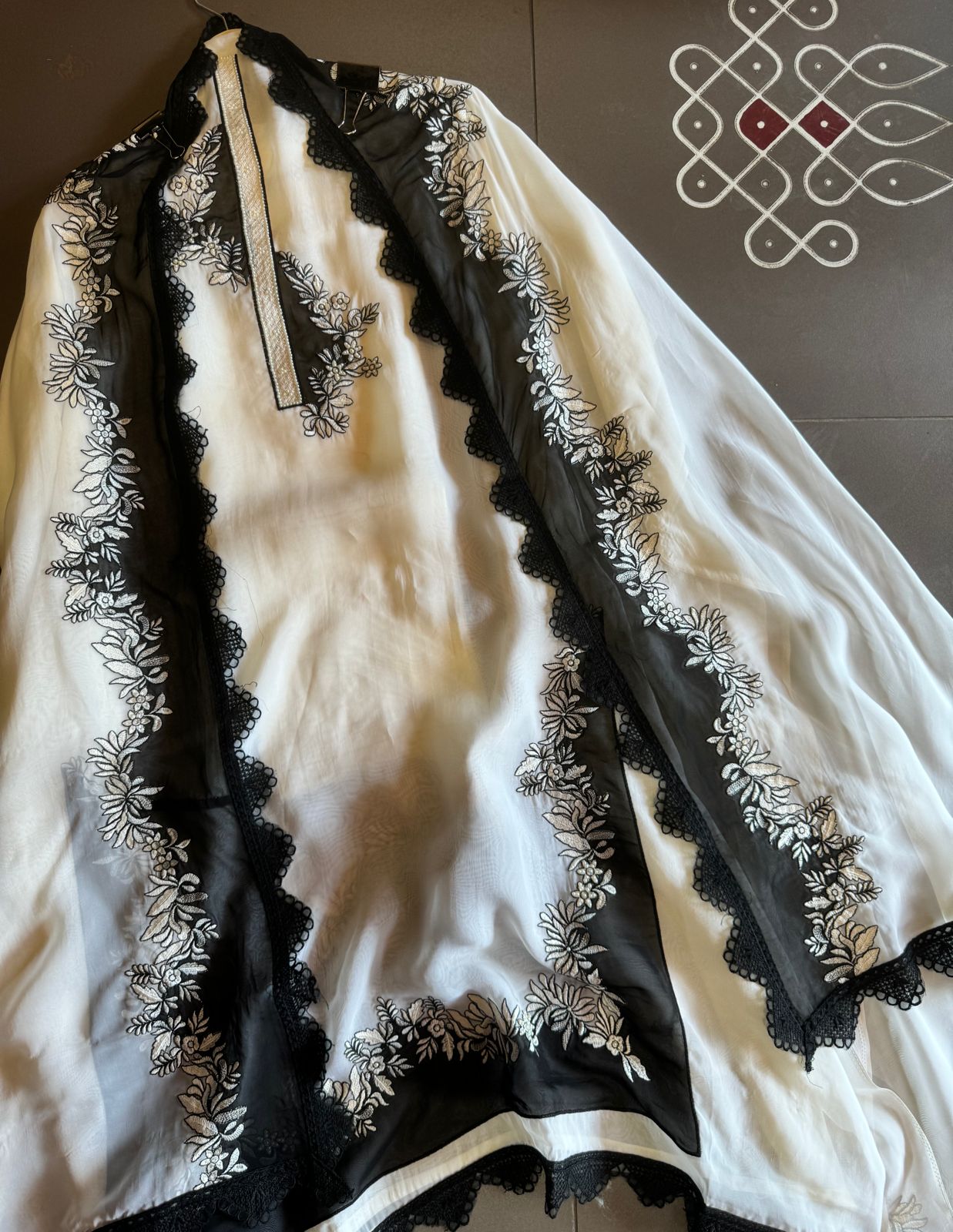 Soft organza Unstitched designer concept shirt with beautiful thread