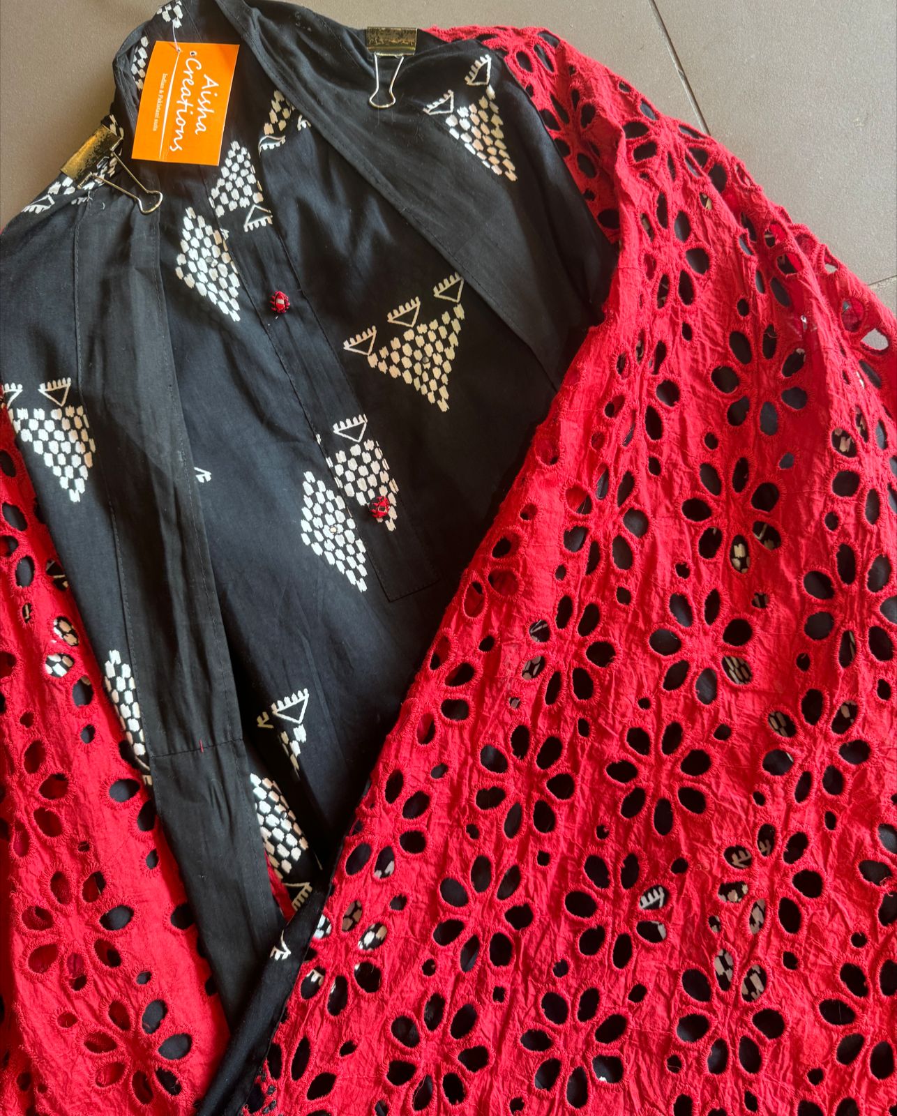 Pure organic cotton shirt (Unstitched) with Batik print on the shirt front and back with Patti design