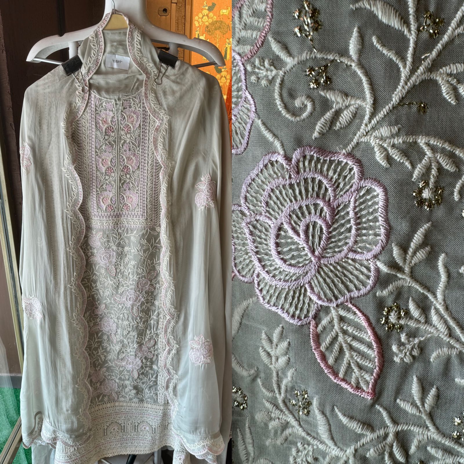 Soft organza Heavily thread embroidered Shirt concept inspired from the Pakistani embroideries