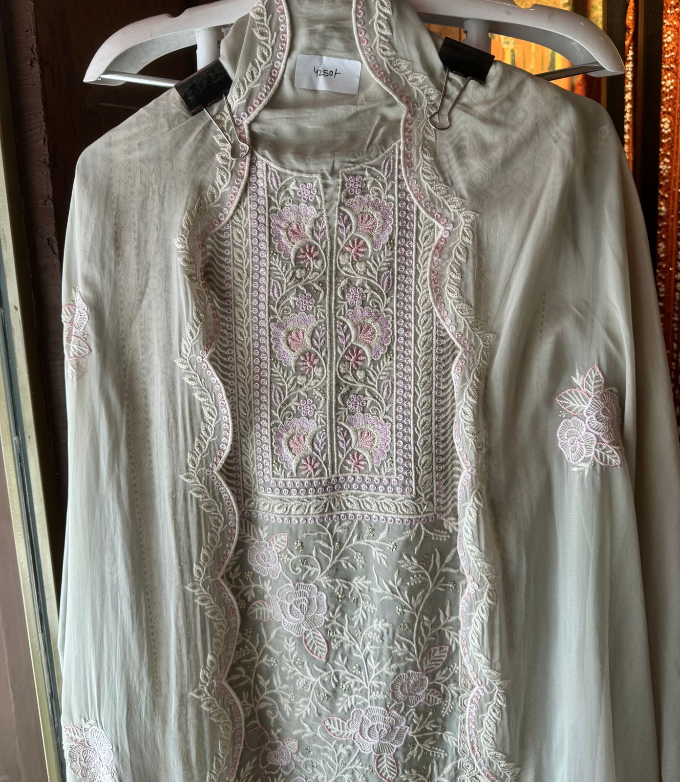 Soft organza Heavily thread embroidered Shirt concept inspired from the Pakistani embroideries