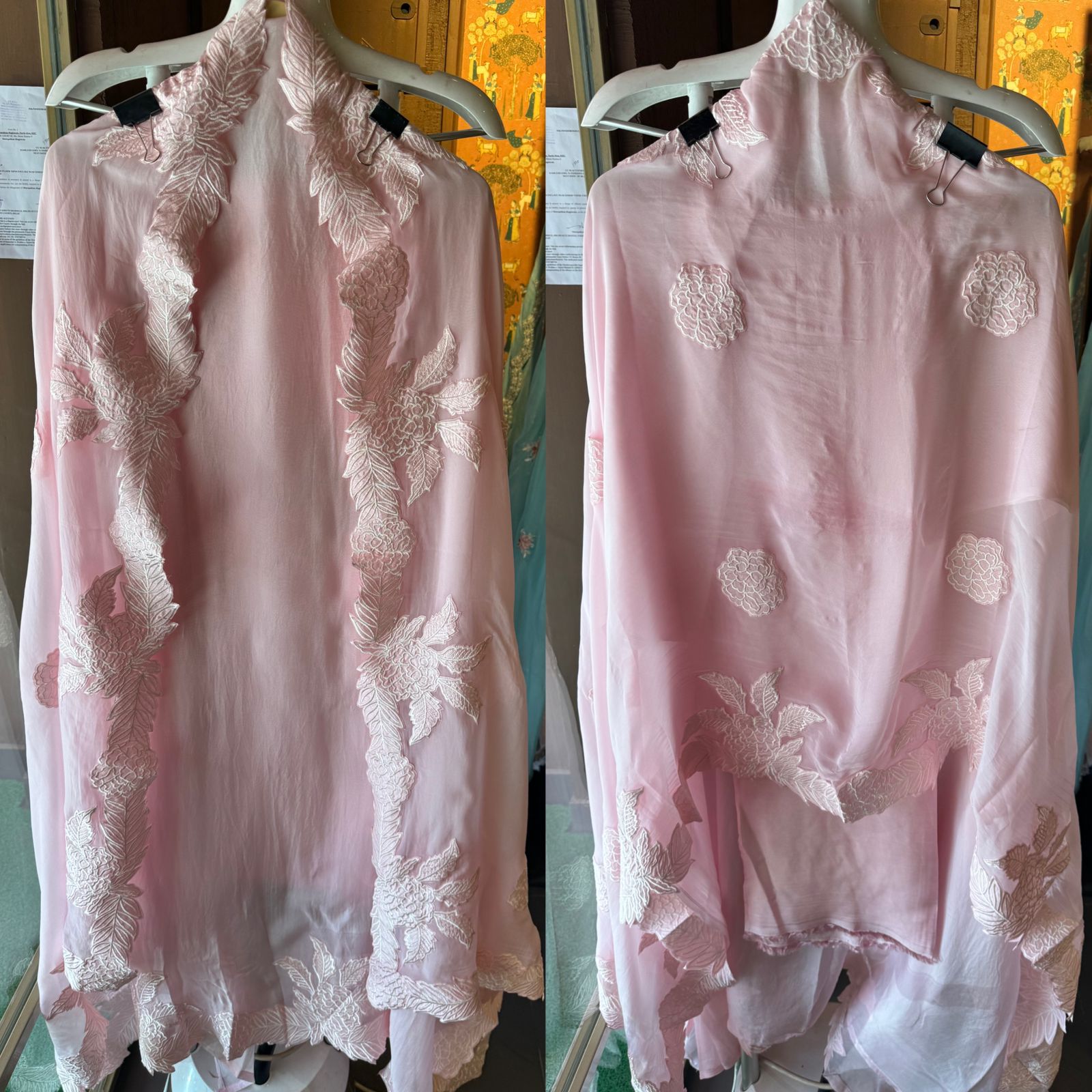 Super soft and Flowy organza with beautiful cushioning pattern on the shirt ghera