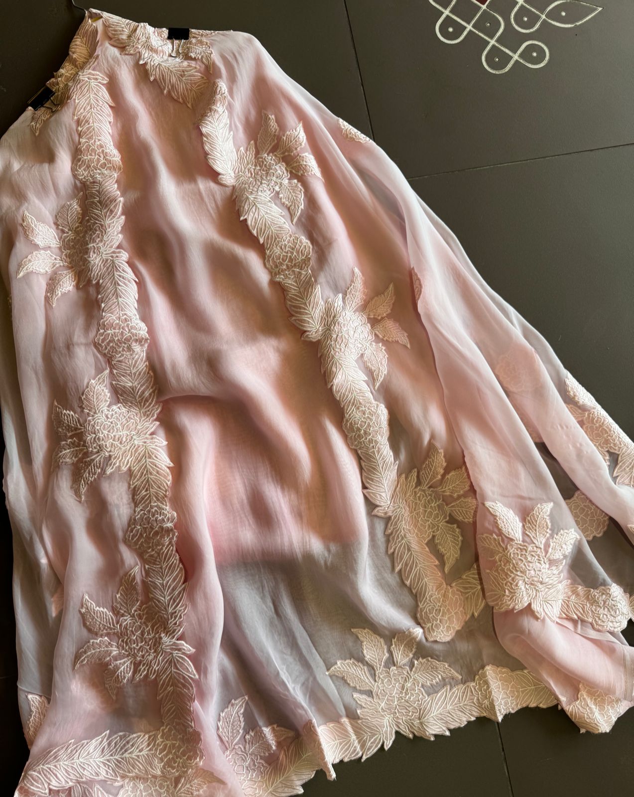 Super soft and Flowy organza with beautiful cushioning pattern on the shirt ghera