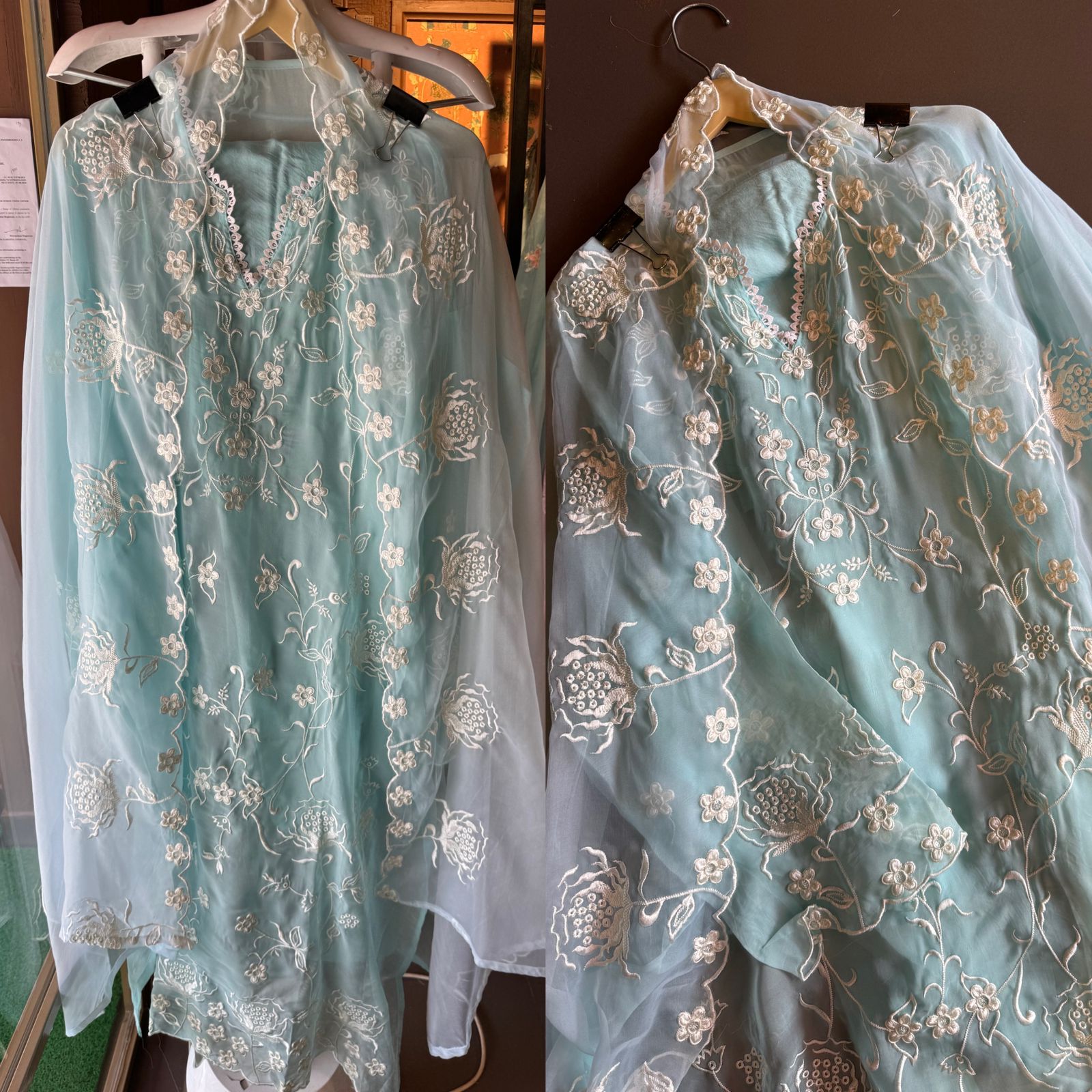 Beautiful thread embroidered semi stitched Suit With Complete Kadhai done