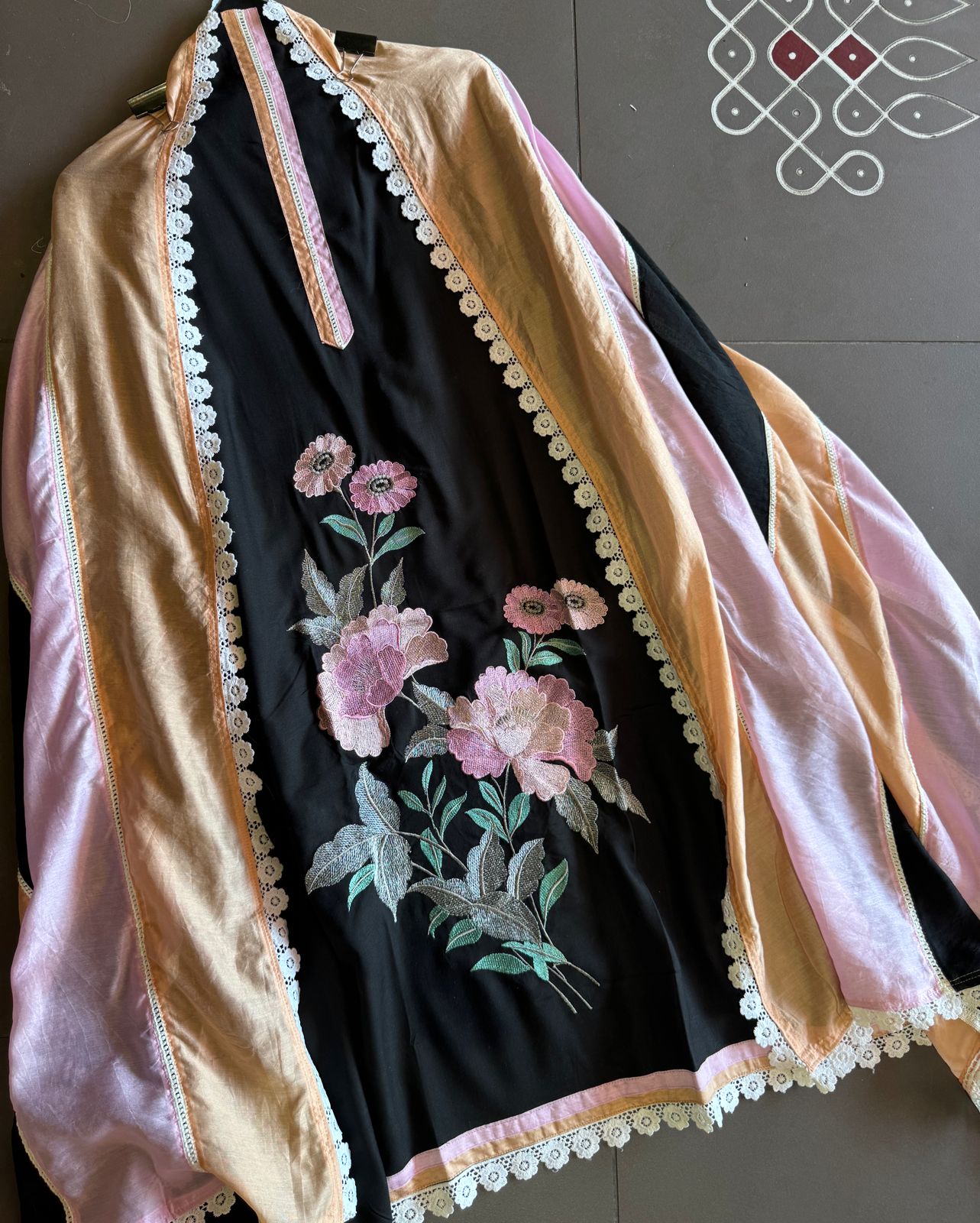 Soft cotton Unstitched suits with floral thread embroidered concept.