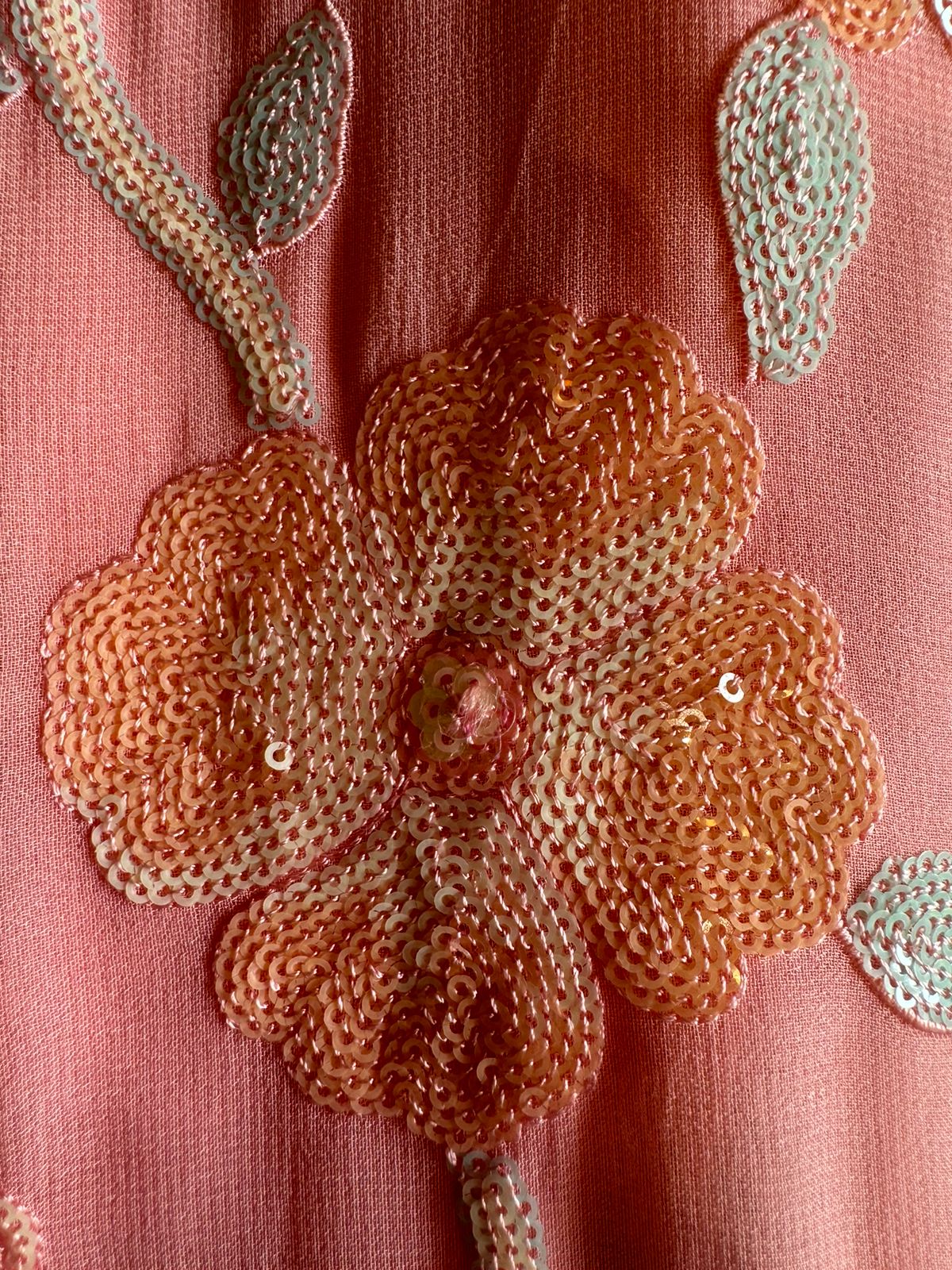 Pure lightweight Georgette shirt with heavily embroidered thread work