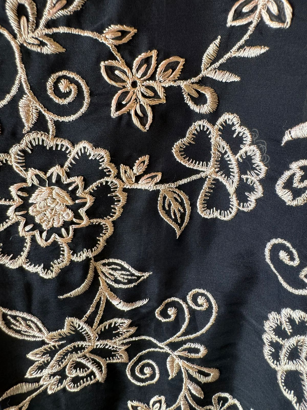 Soft organza unstitched full size Shirt with beautiful thread embroidered concept with neck Patti