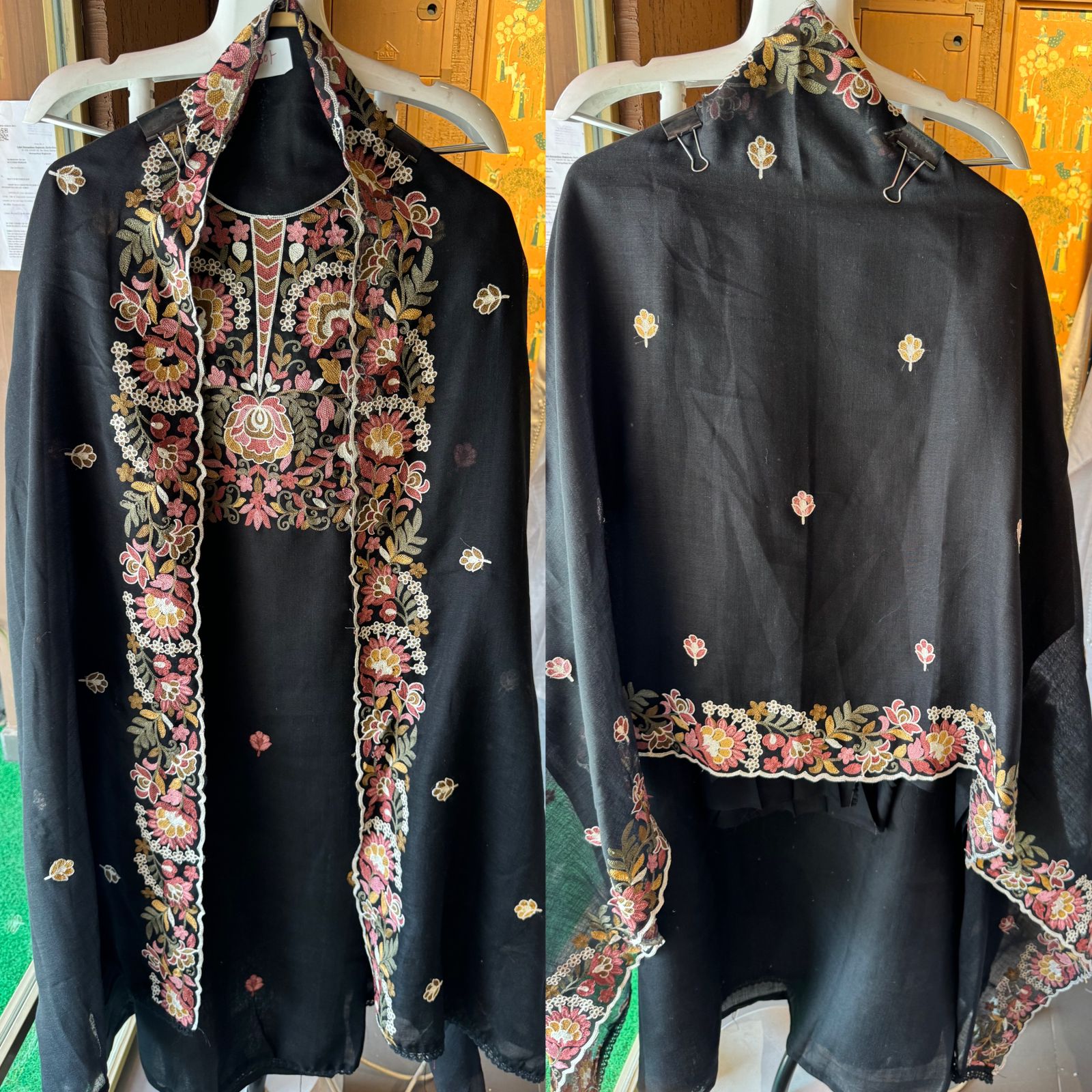 Soft cotton Linen shirt with thread embroidery done on the neckline