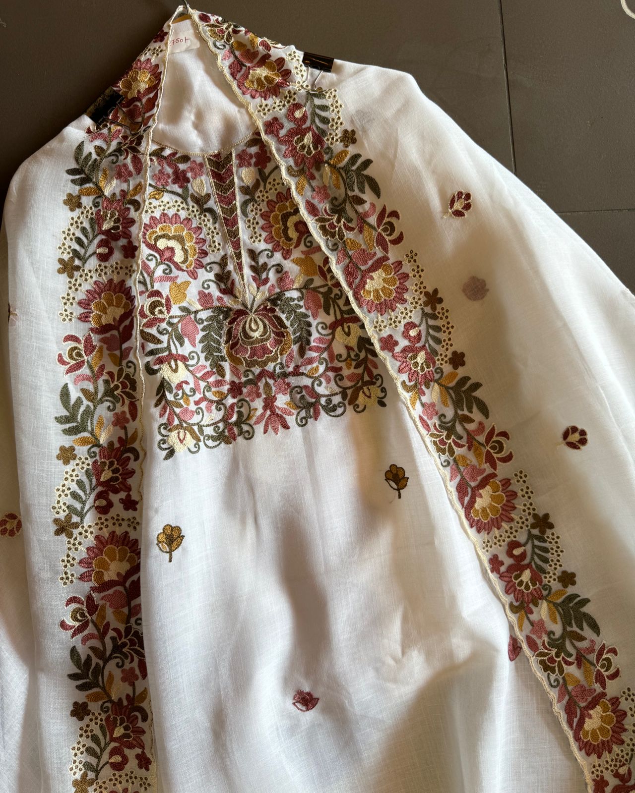 Soft cotton Linen shirt with thread embroidery done on the neckline