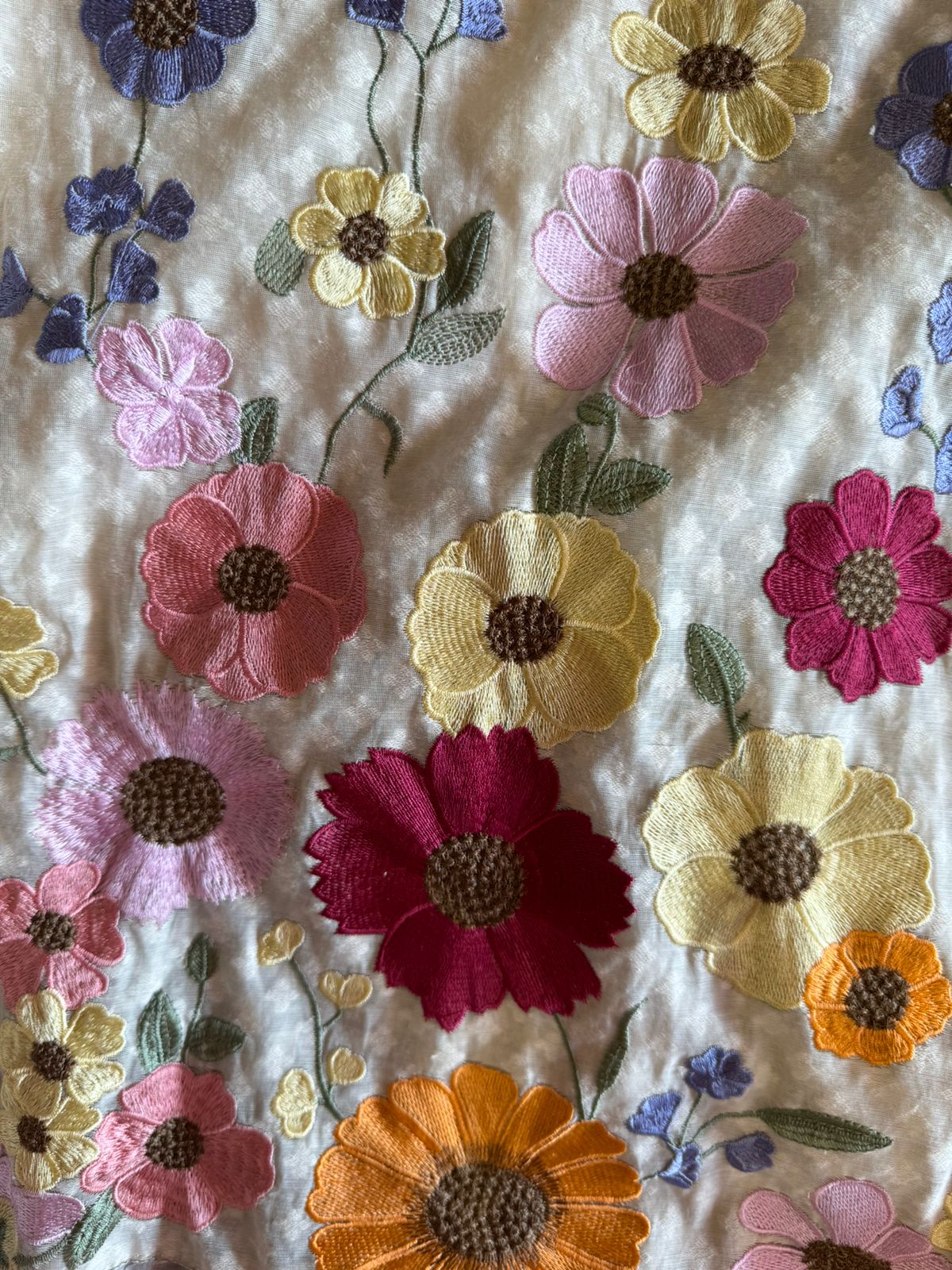 Pure jamdani cotton unstitched full size shirt with threadwork on the neckline and shirt ghera