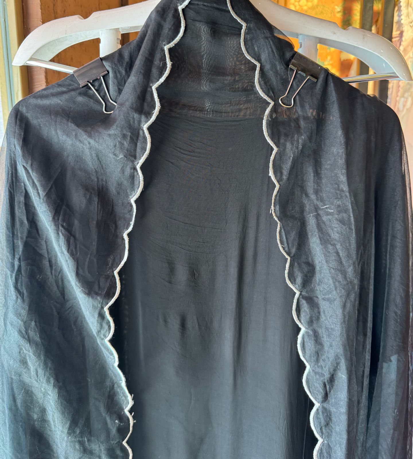 Soft organza Unstitched Shirt with Shimmer Patchwork done on the shirt front