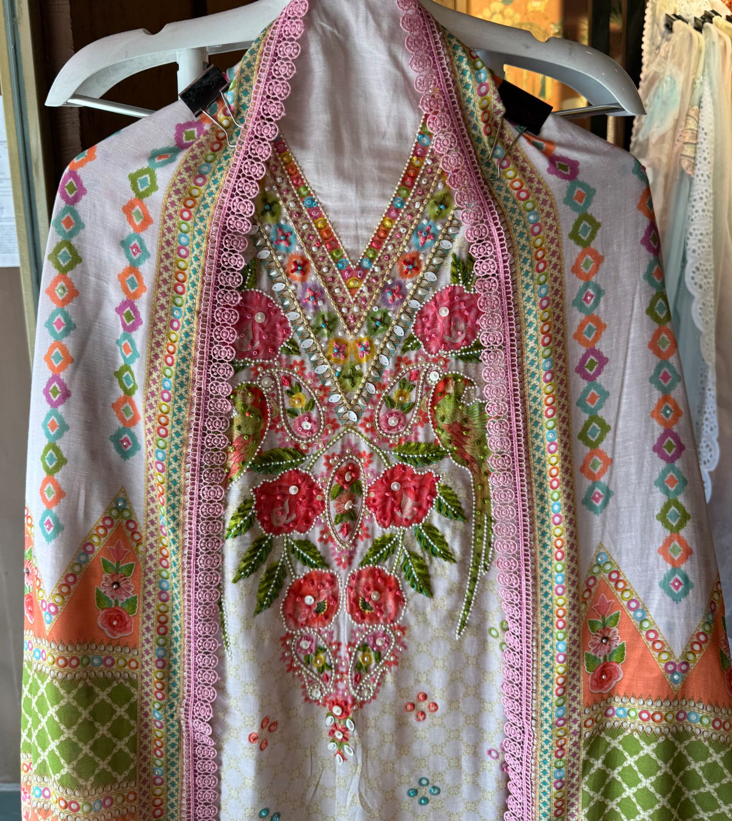 Pure tango linen cotton Full size digital printed shirt with very beautiful handwork detailings