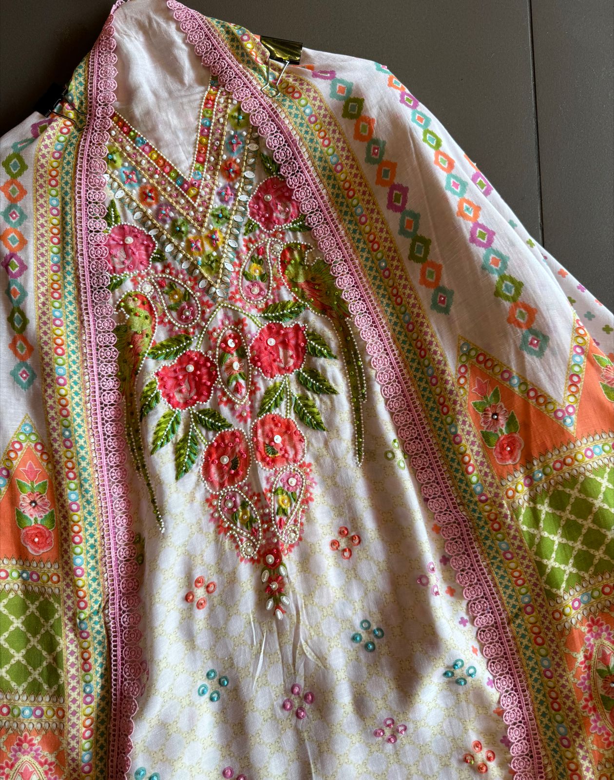 Pure tango linen cotton Full size digital printed shirt with very beautiful handwork detailings