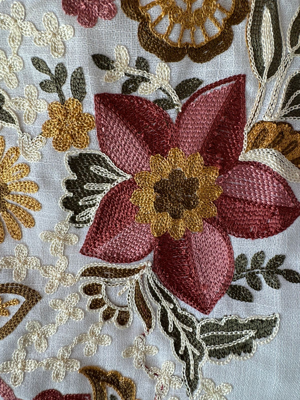 Soft cotton Linen shirt with thread embroidery done on the neckline