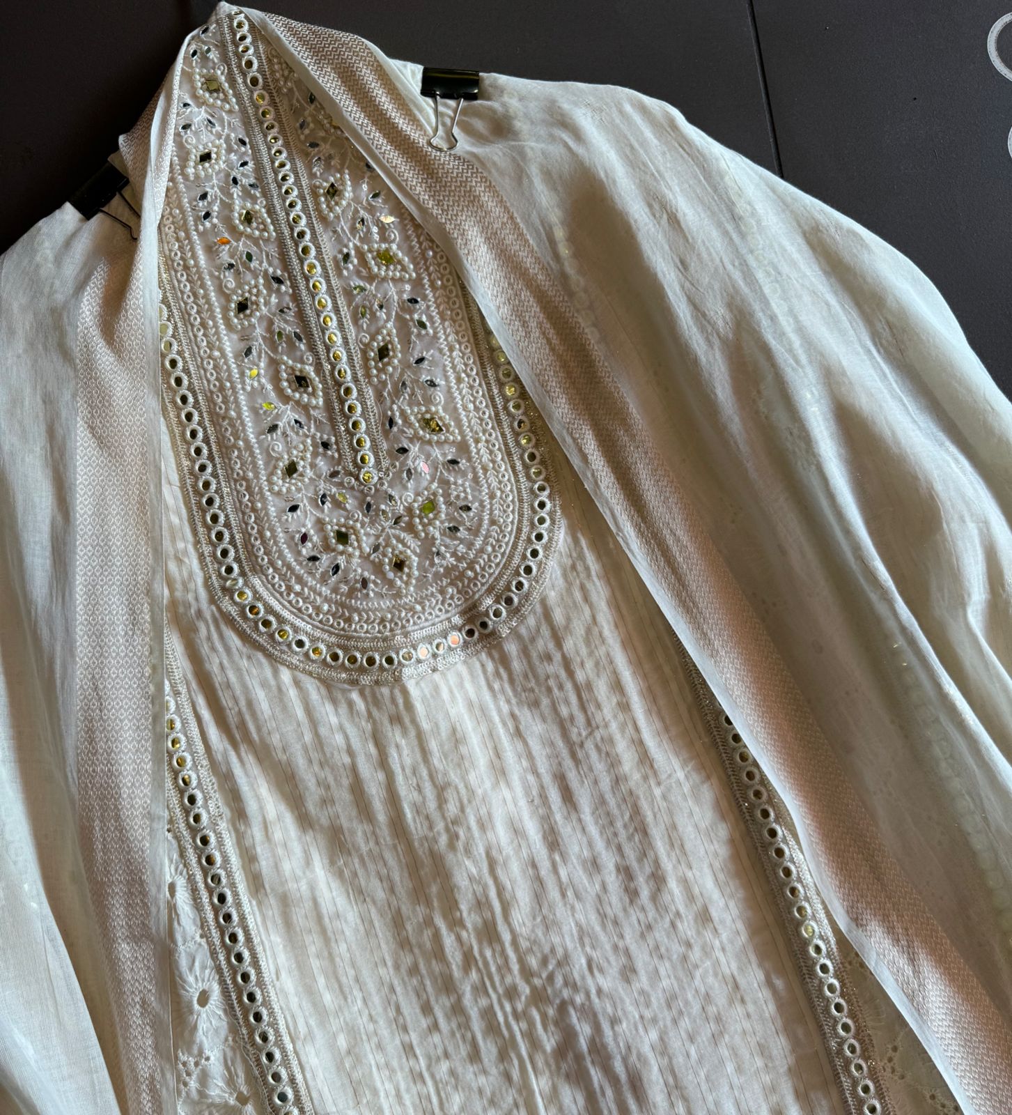 Cotton Lurex unstitched Shirt full in size with very beautiful pearl