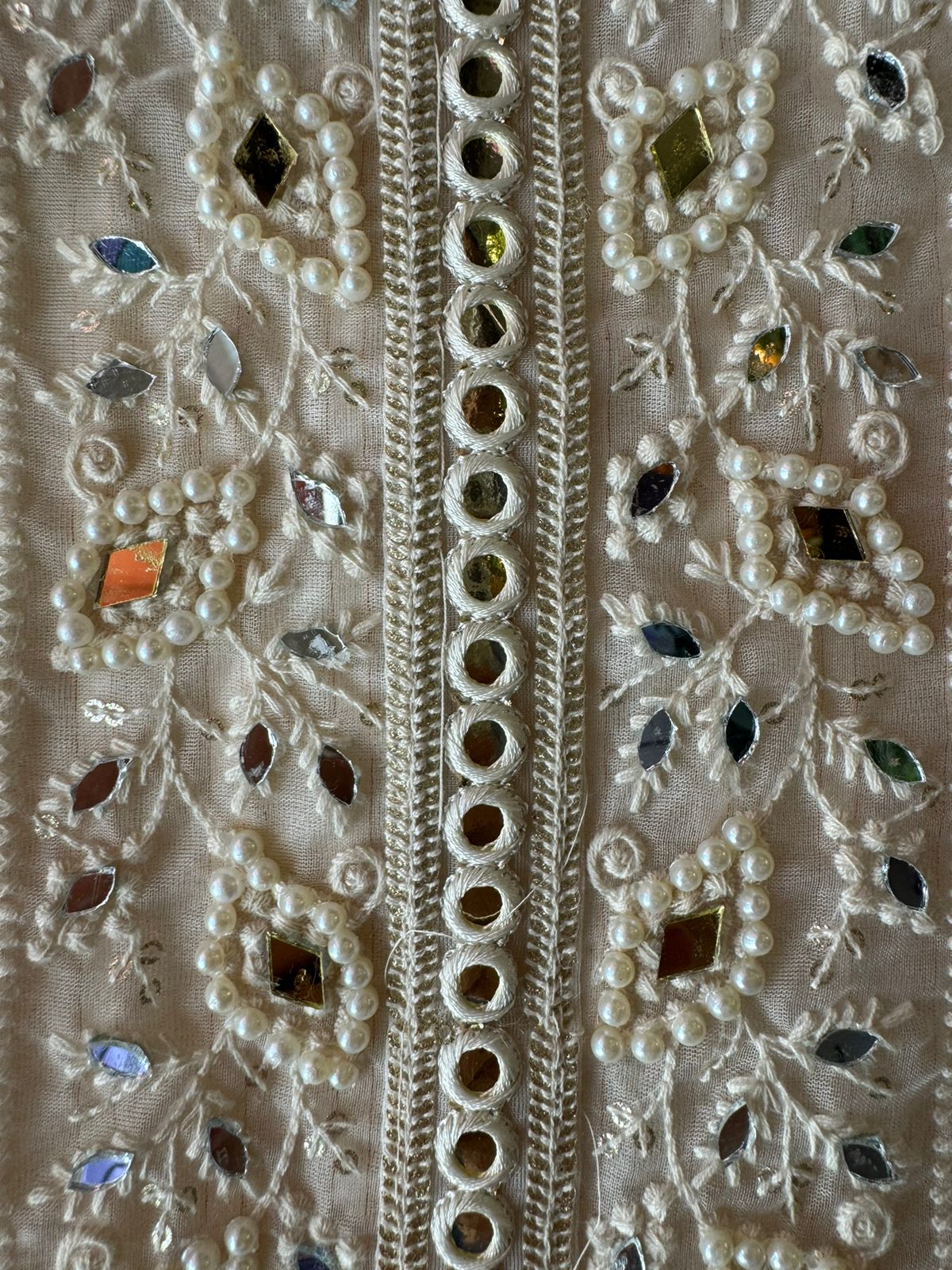 Cotton Lurex unstitched Shirt full in size with very beautiful pearl