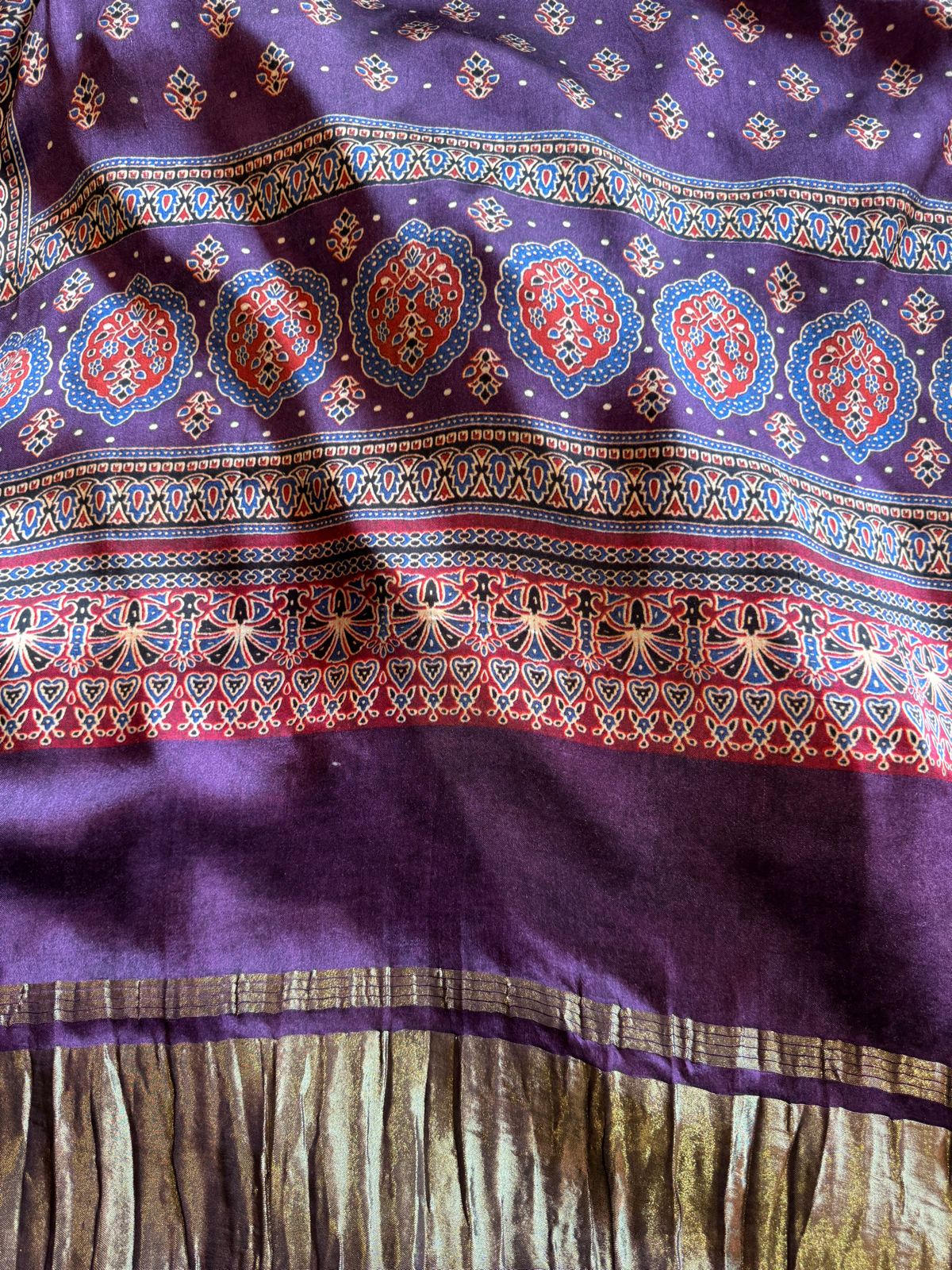 Pure Russian silk shirt (Unstitched) and full in size with dori and zari work done