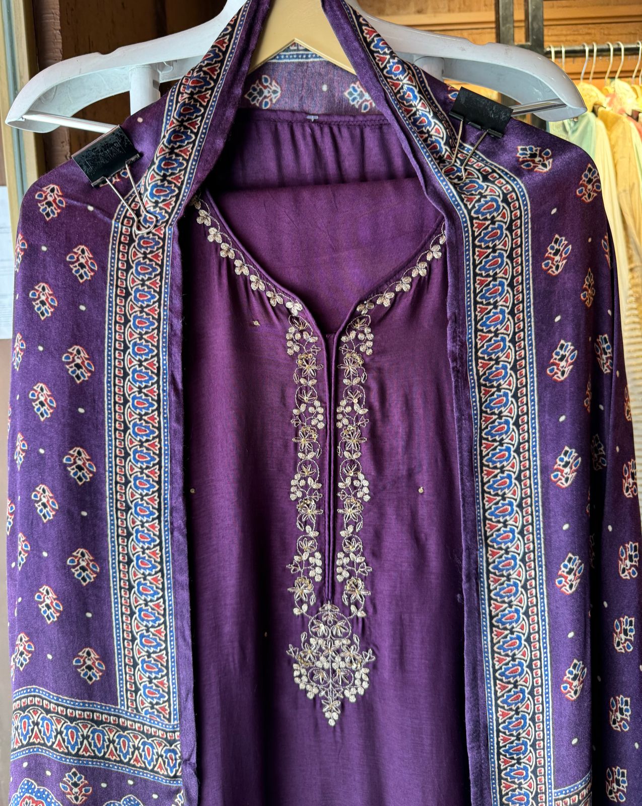 Pure Russian silk shirt (Unstitched) and full in size with dori and zari work done