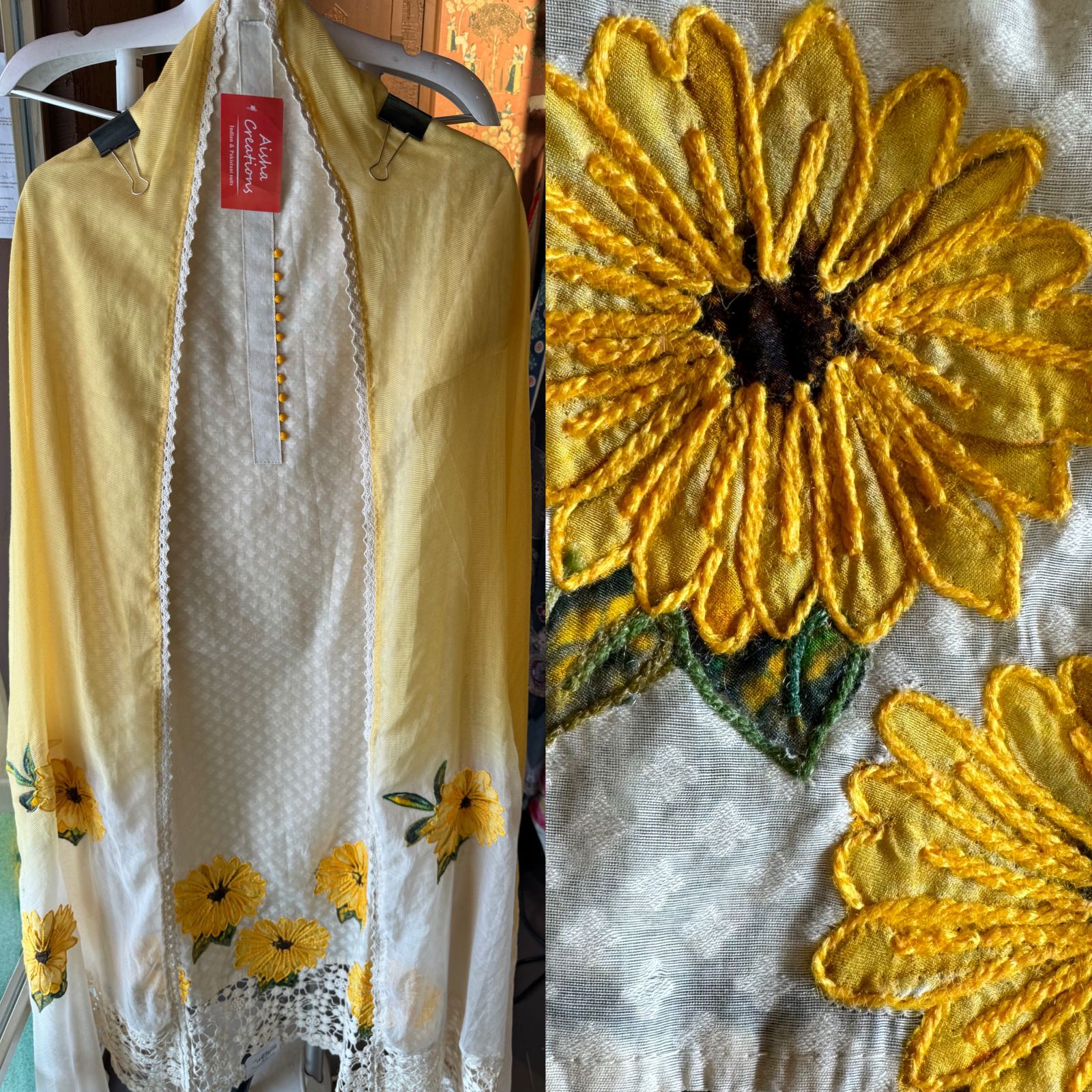 Self weaved Pure organic cotton shirt with neck Patti and potli button detailings on the neckline