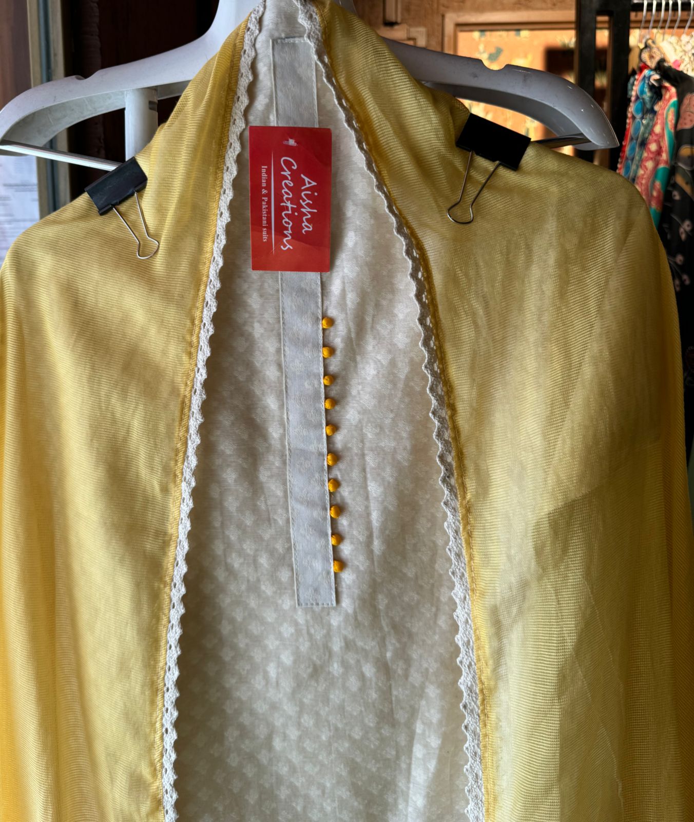 Self weaved Pure organic cotton shirt with neck Patti and potli button detailings on the neckline