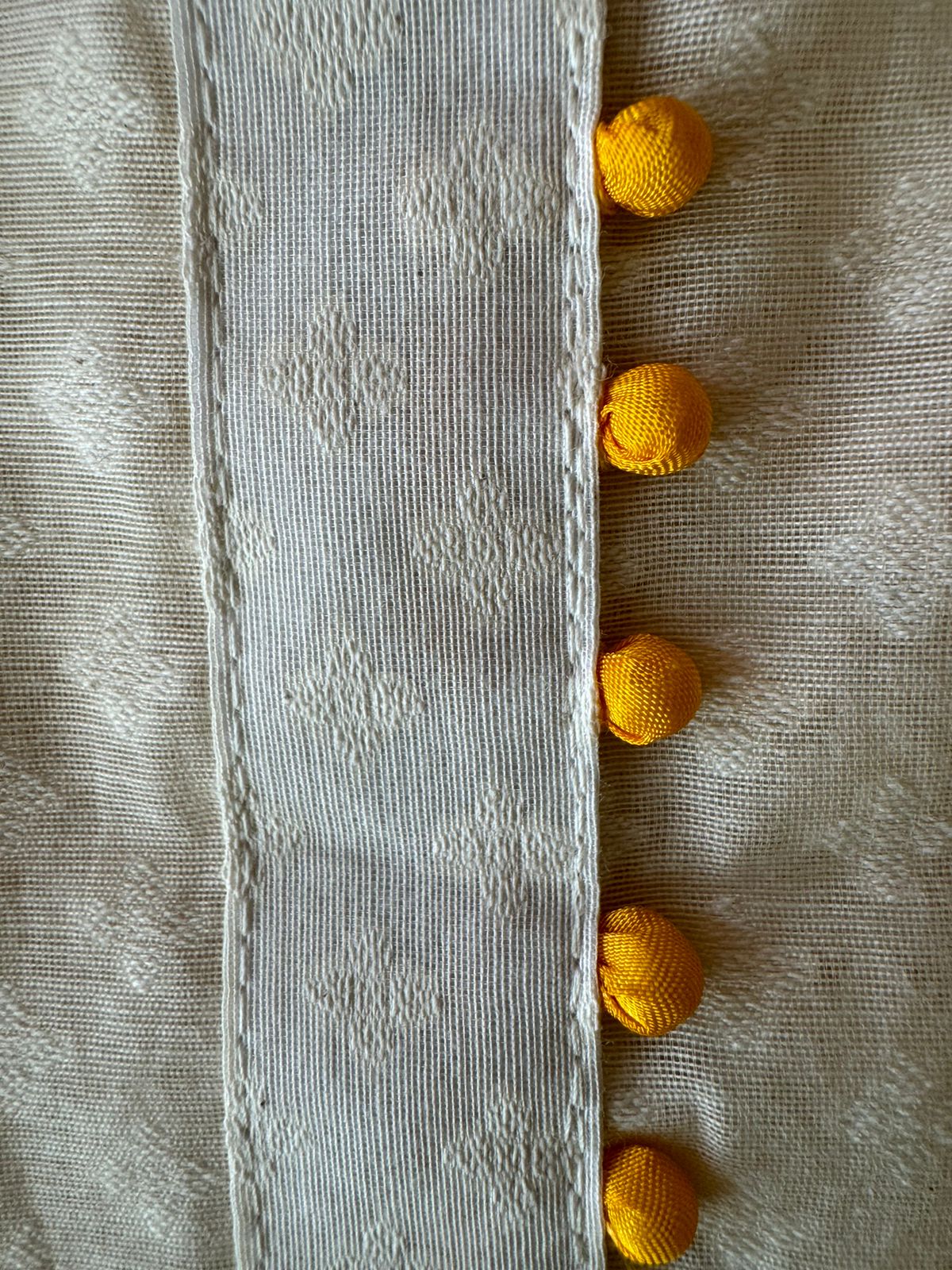 Self weaved Pure organic cotton shirt with neck Patti and potli button detailings on the neckline