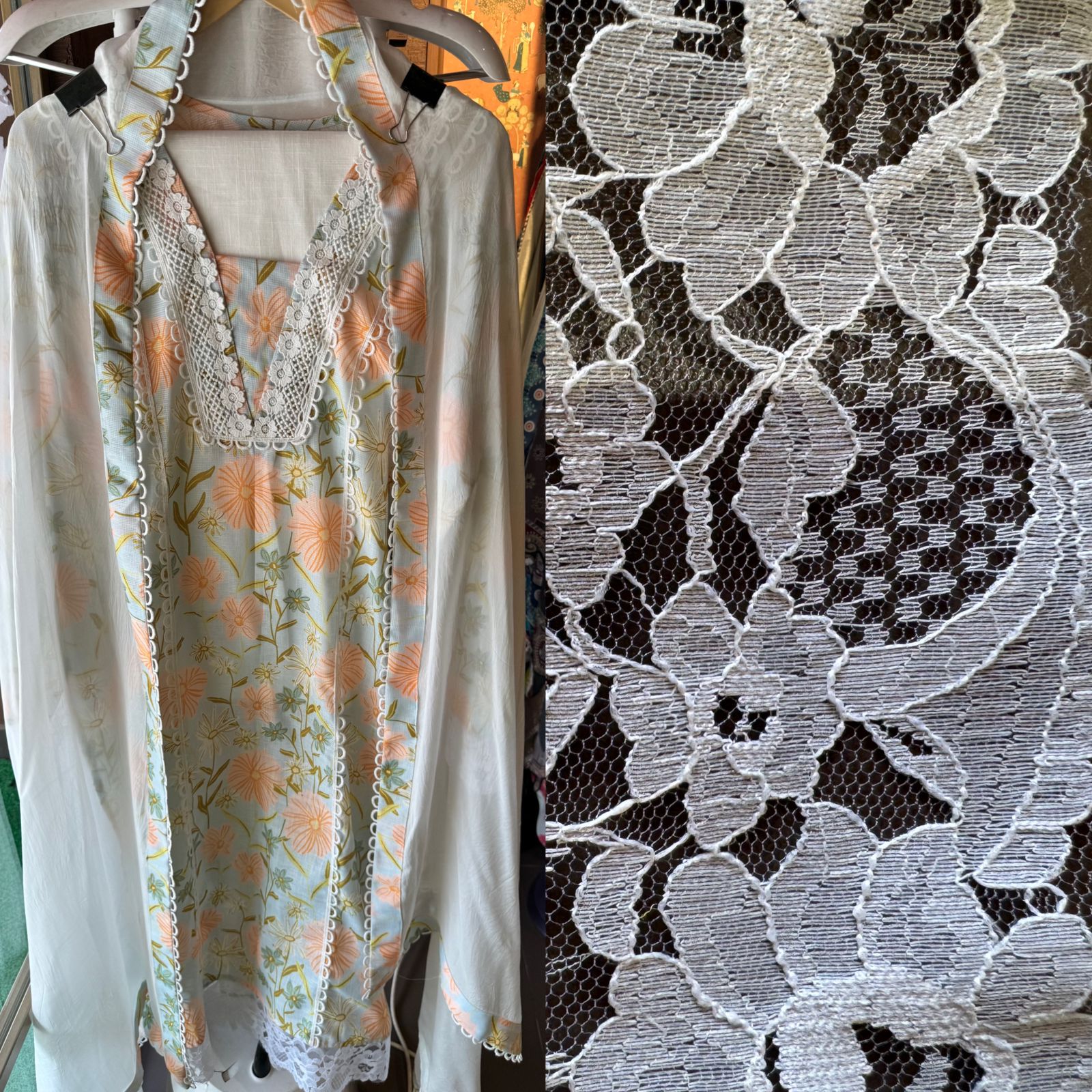 Pure Kotta cotton Shirt semi stitched with Very beautiful floral print and Chantelle lace