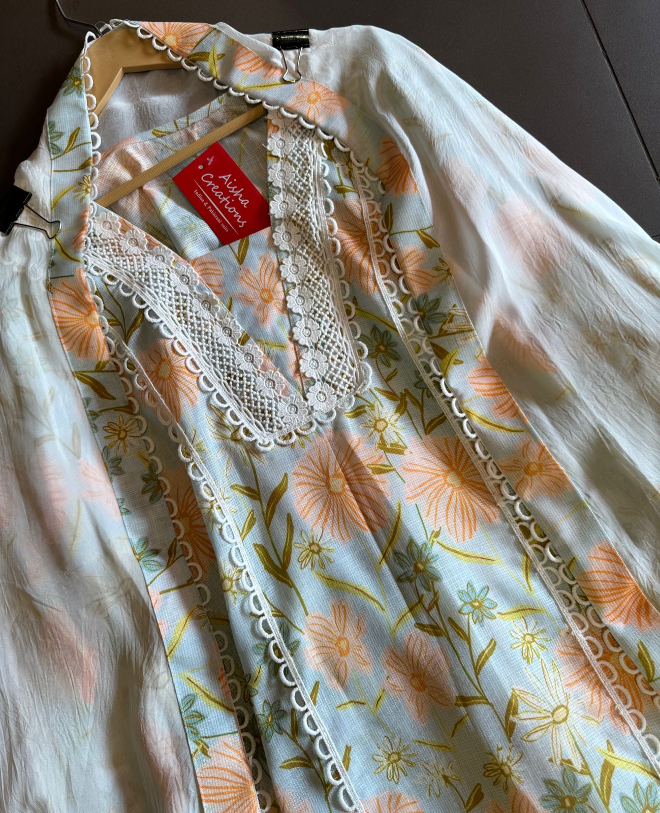 Pure Kotta cotton Shirt semi stitched with Very beautiful floral print and Chantelle lace