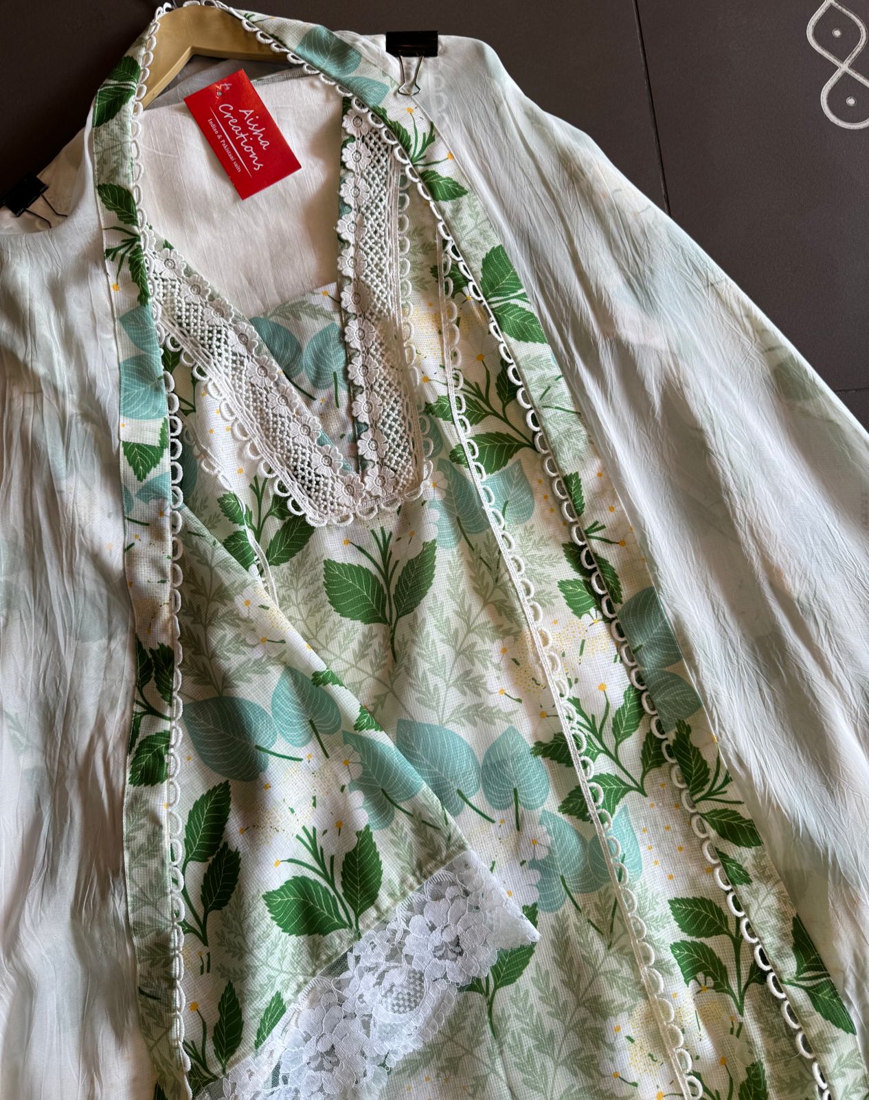 Pure Kotta cotton Shirt semi stitched with Very beautiful floral print and Chantelle lace