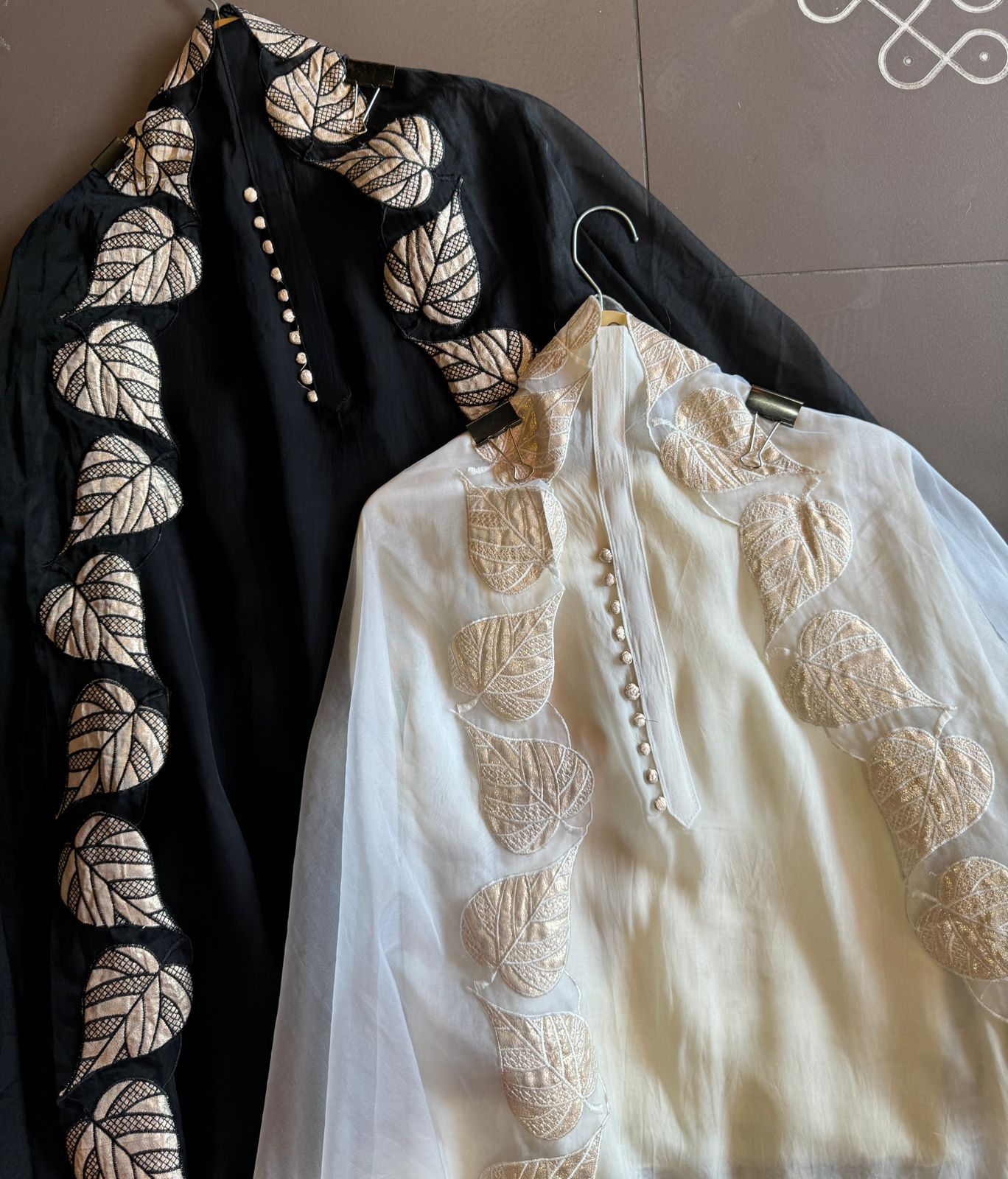 Soft organza Unstitched shirt with beautiful neck Patti with potli button