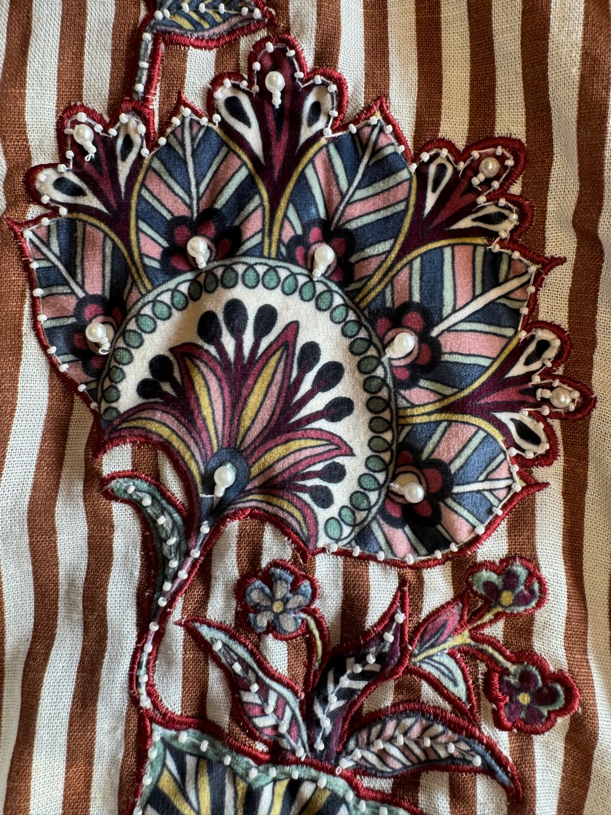 Stripes soft linen COORD set (Stitched) With beautiful printed patchwork