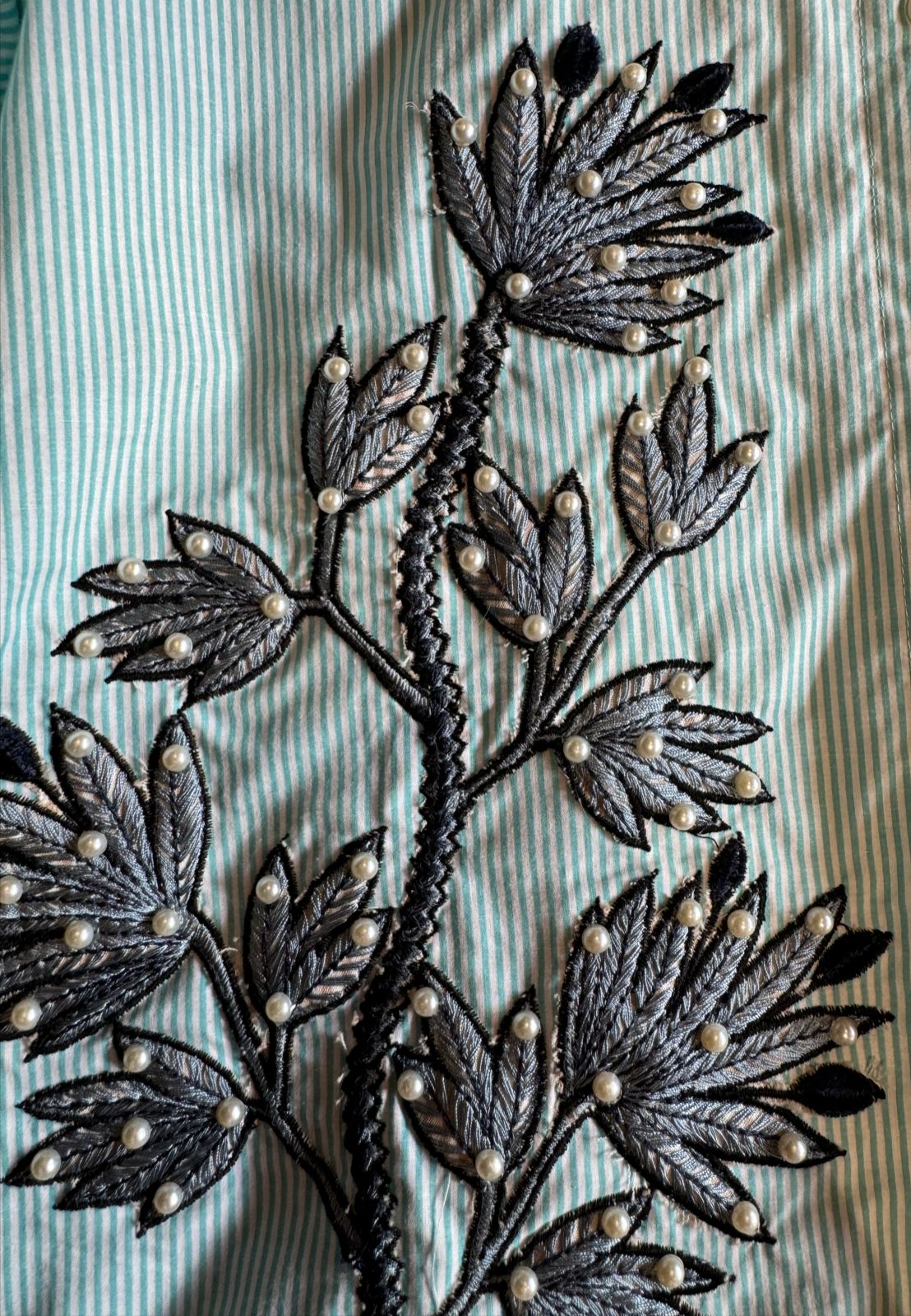 Stripes cotton shirt stitched with thread