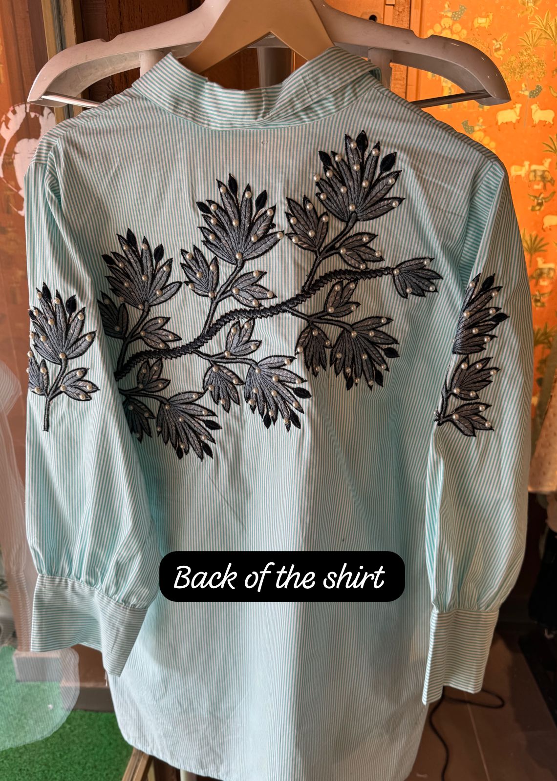 Stripes cotton shirt stitched with thread