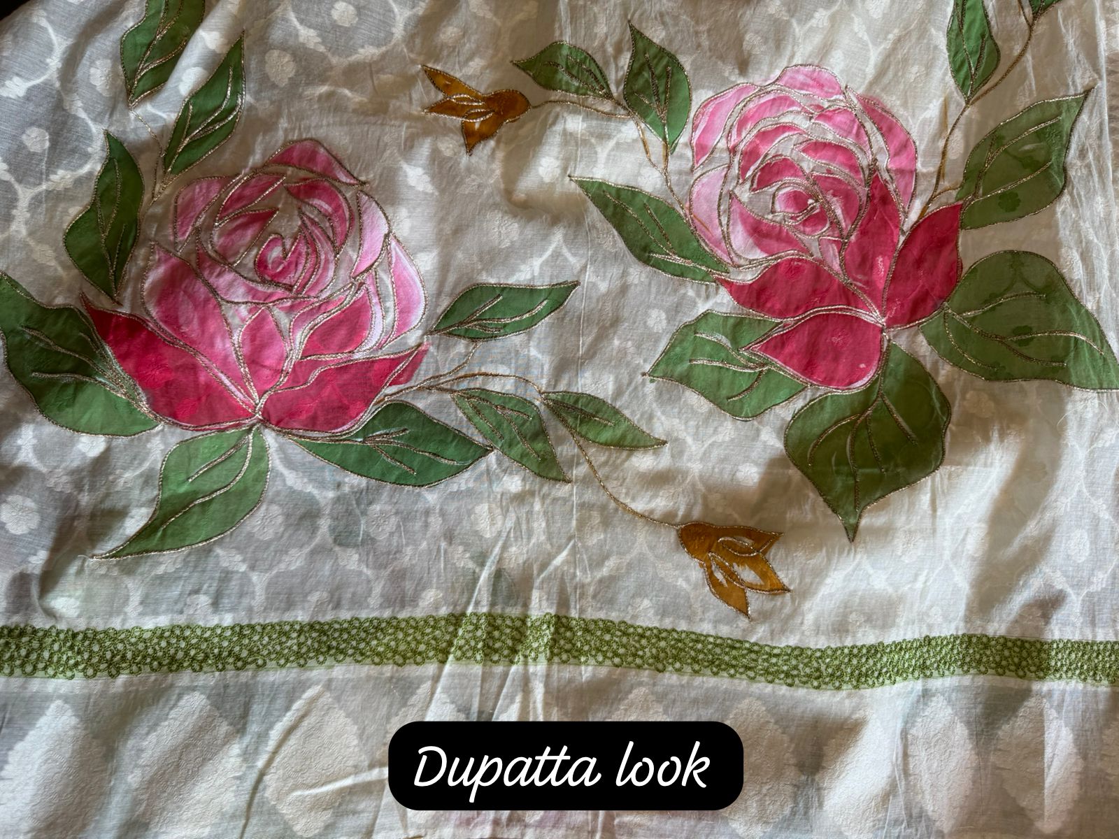 Soft self pure organic cotton shirt with Beautiful patchwork done on the neck front