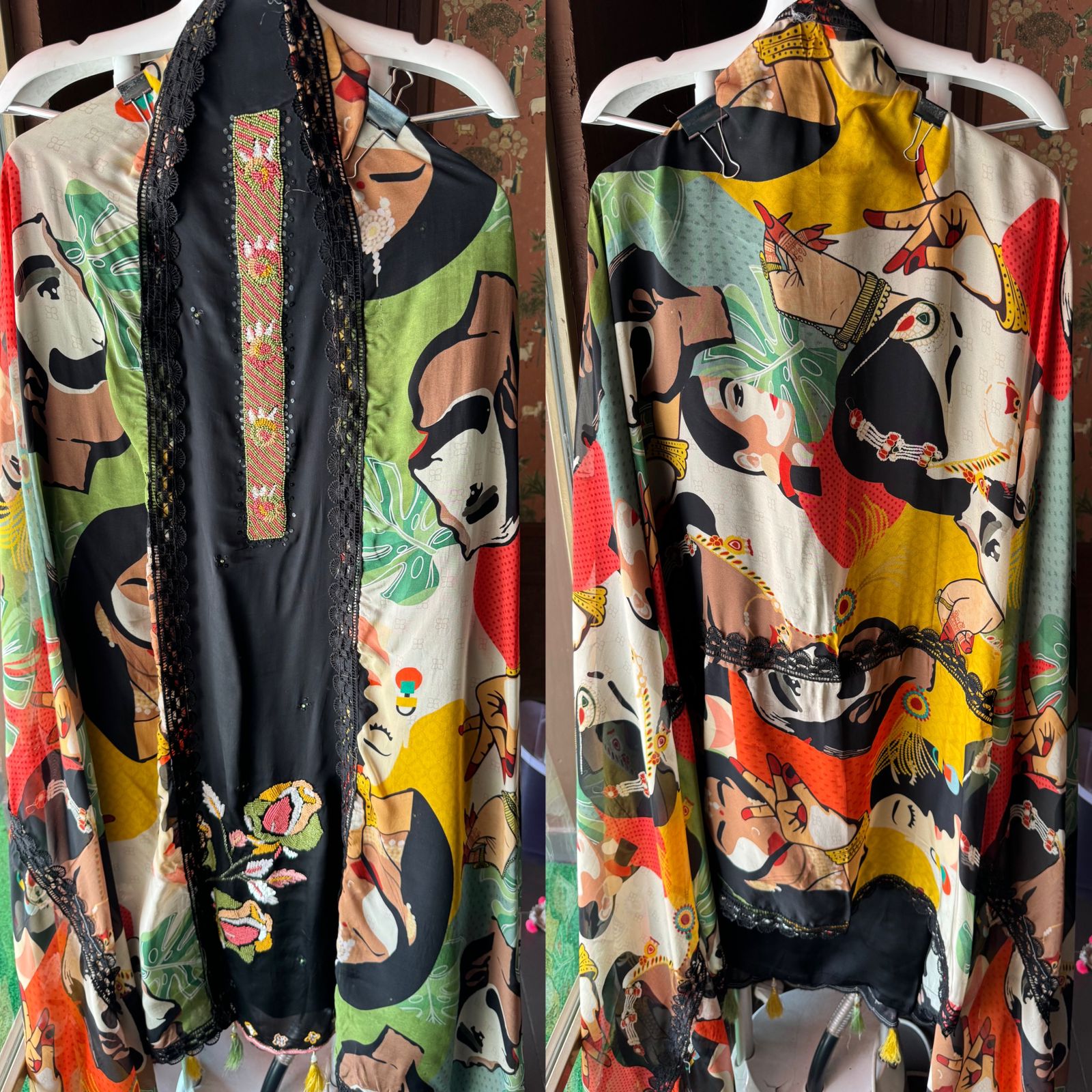 Soft organza Unstitched Full size shirt with Moti Work