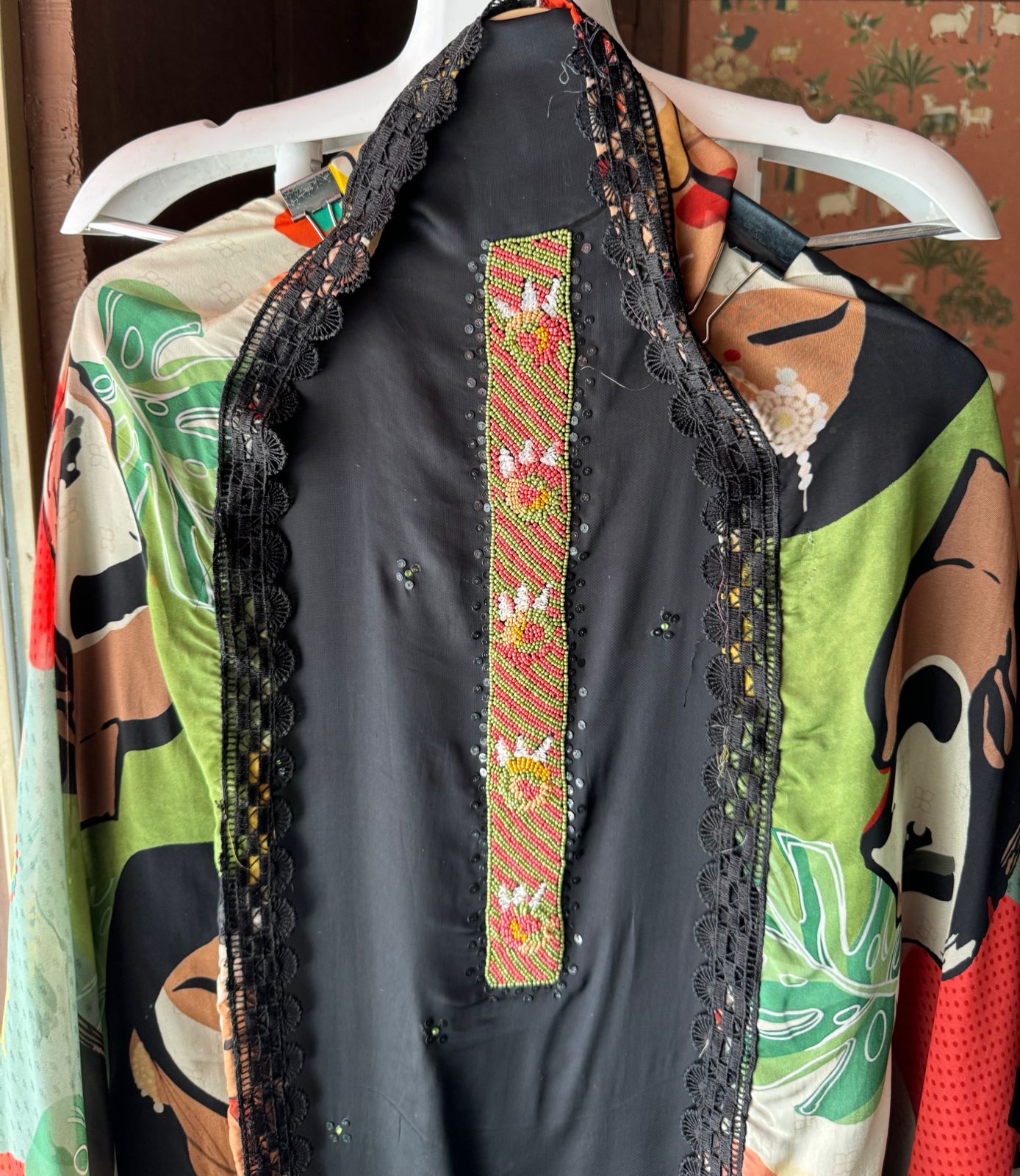 Soft organza Unstitched Full size shirt with Moti Work