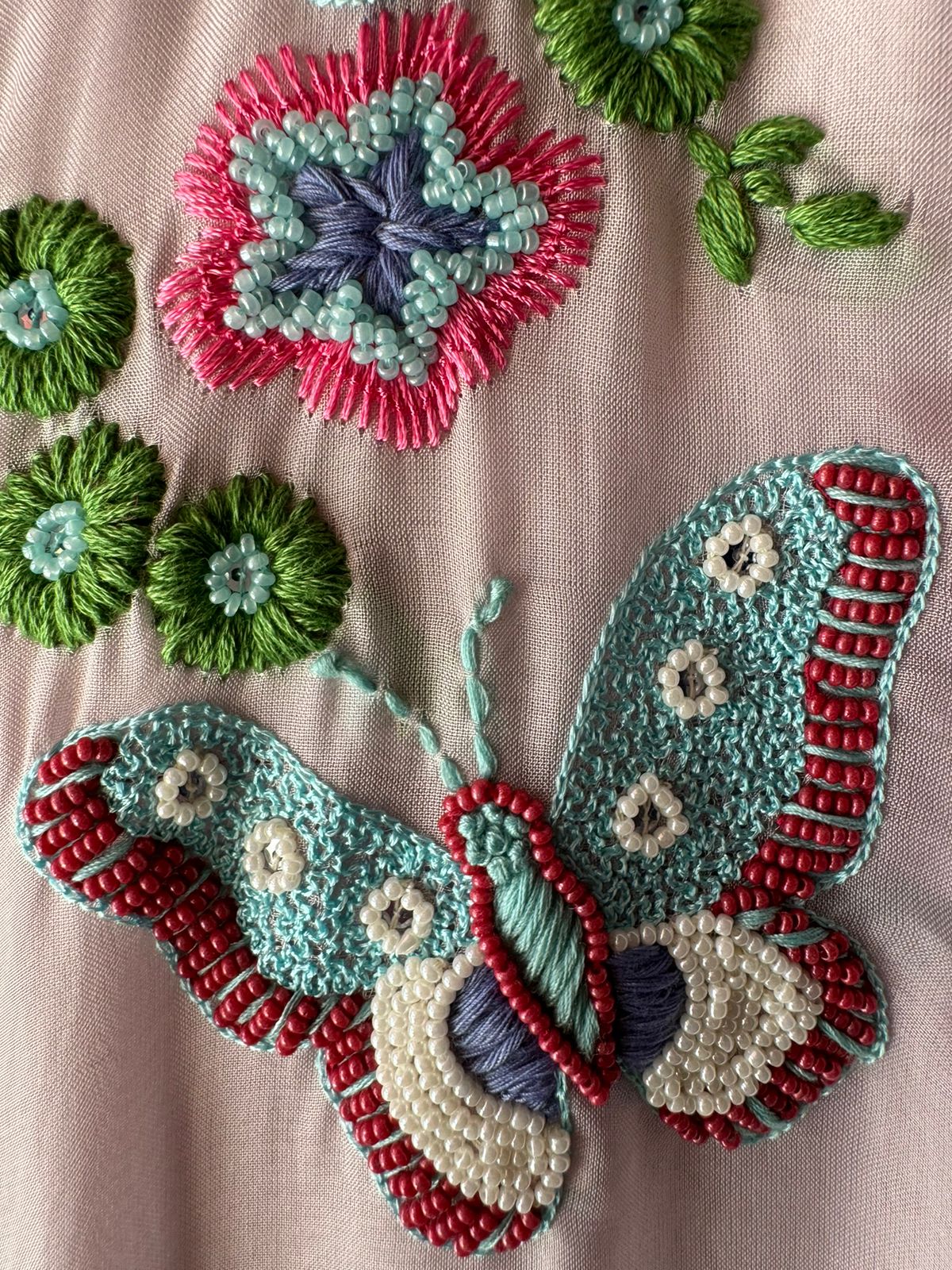 Soft organza Full size unstitched shirt with with Neck Patti