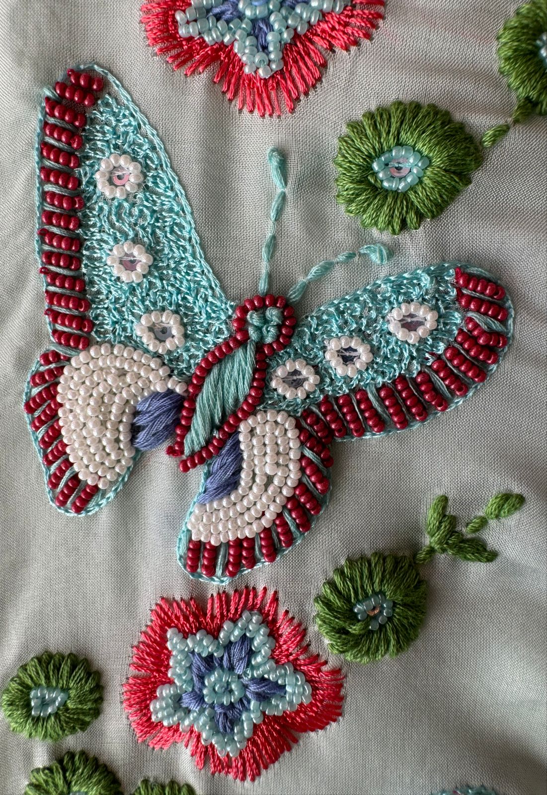 Soft organza Full size unstitched shirt with with Neck Patti