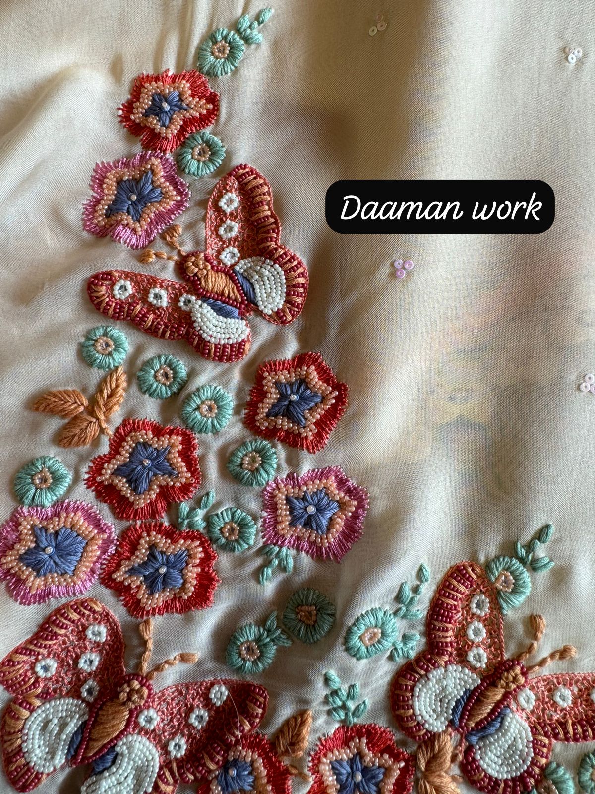 Soft organza Full size unstitched shirt with with Neck Patti