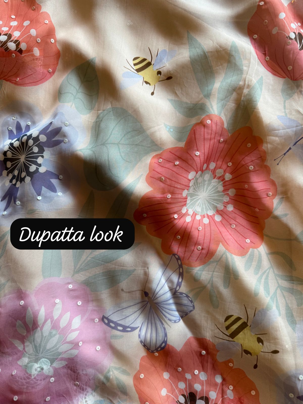 Soft organza Full size unstitched shirt with with Neck Patti