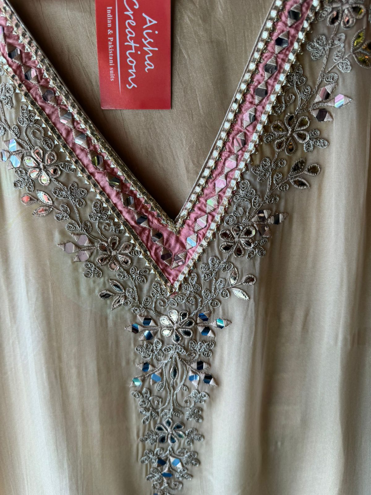 Beautiful stitched kaaftan on organza with floral digital