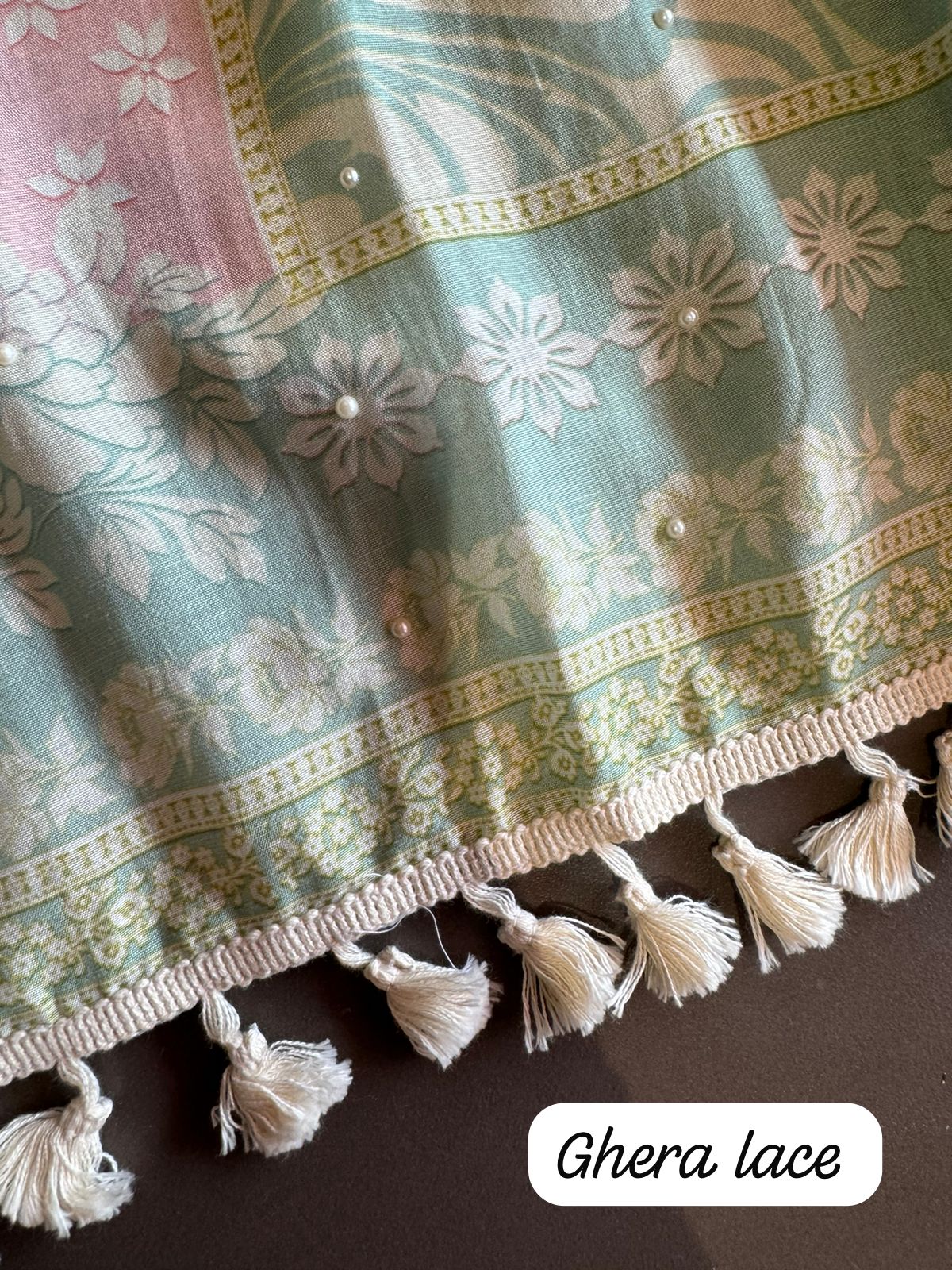 Pure handloom cotton Unstitched suit piece very beautiful print with handwork highlighting on the complete shirt front