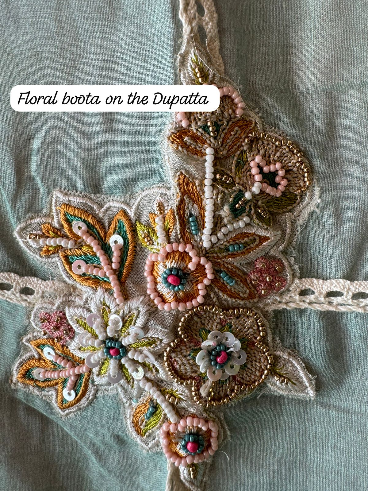 Pure handloom cotton Unstitched suit piece very beautiful print with handwork highlighting on the complete shirt front