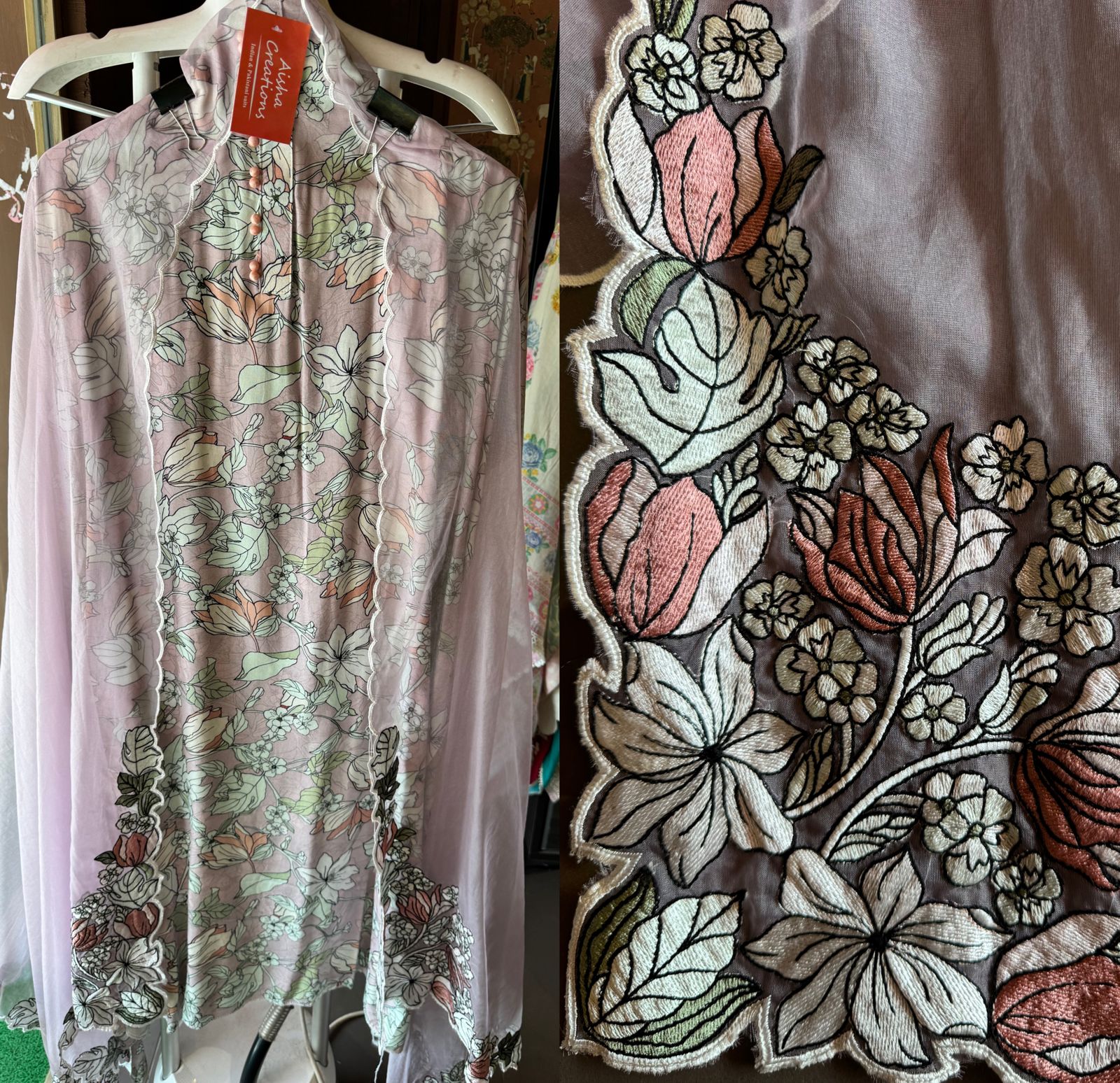 Super soft Mul Mul printed shirt digital printed (Very high quality) printing with neck Patti