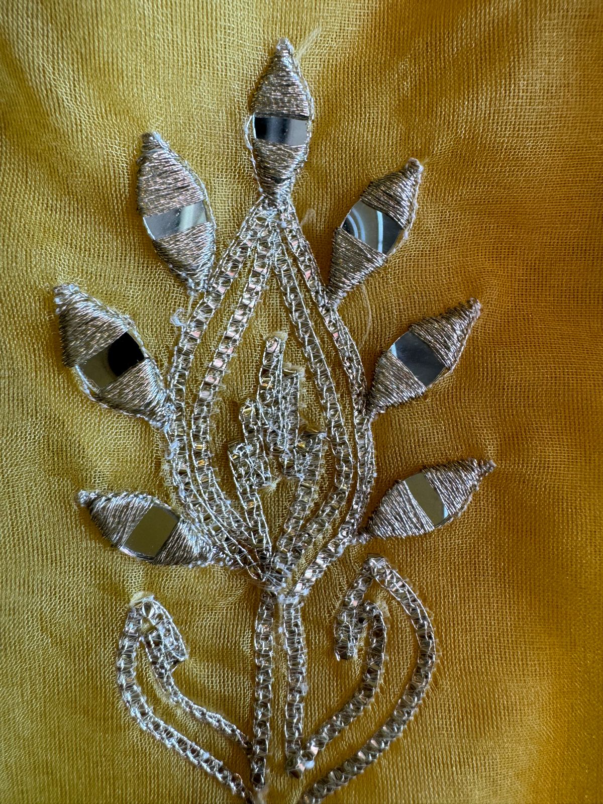 Pure organza Unstitched shirt with Multi Patchwork with original mirror and gotta detailings