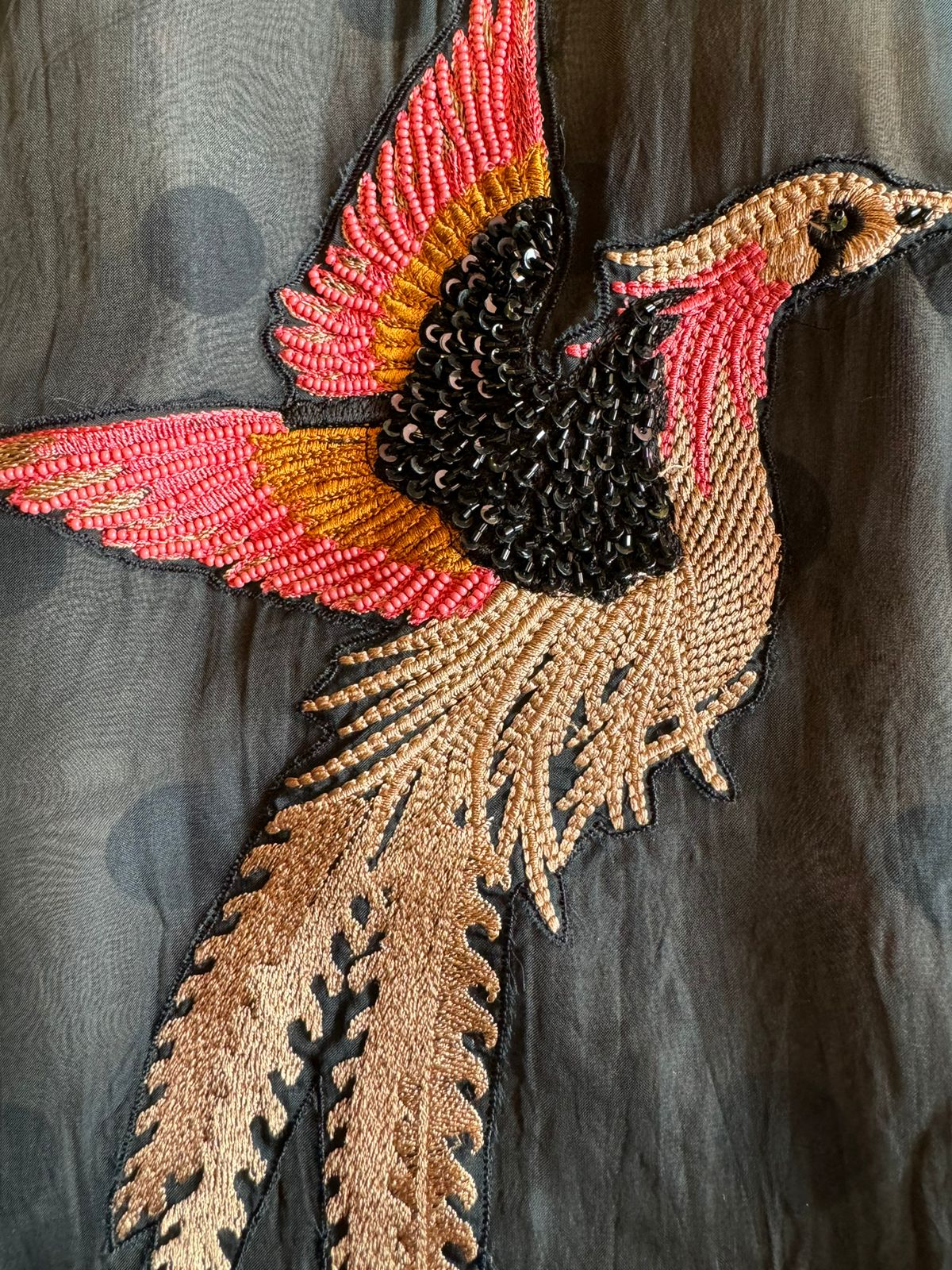 Soft organza Unstitched full size shirt with Beautiful neck Patti with crochia lace and stone work tassels